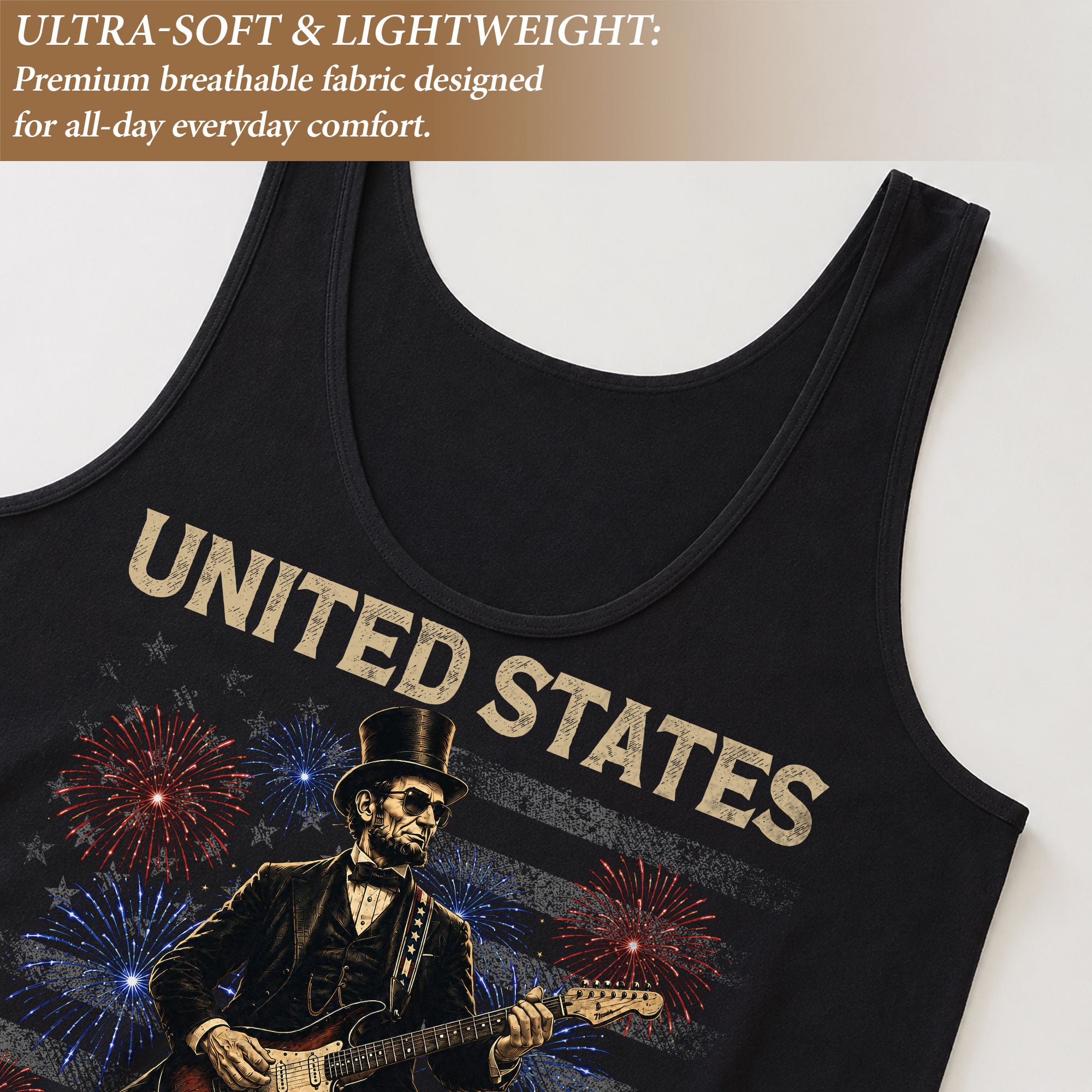 Patriotic 1776-2026 Lincoln Tank - Women's Graphic Fireworks Sleeveless Summer Top