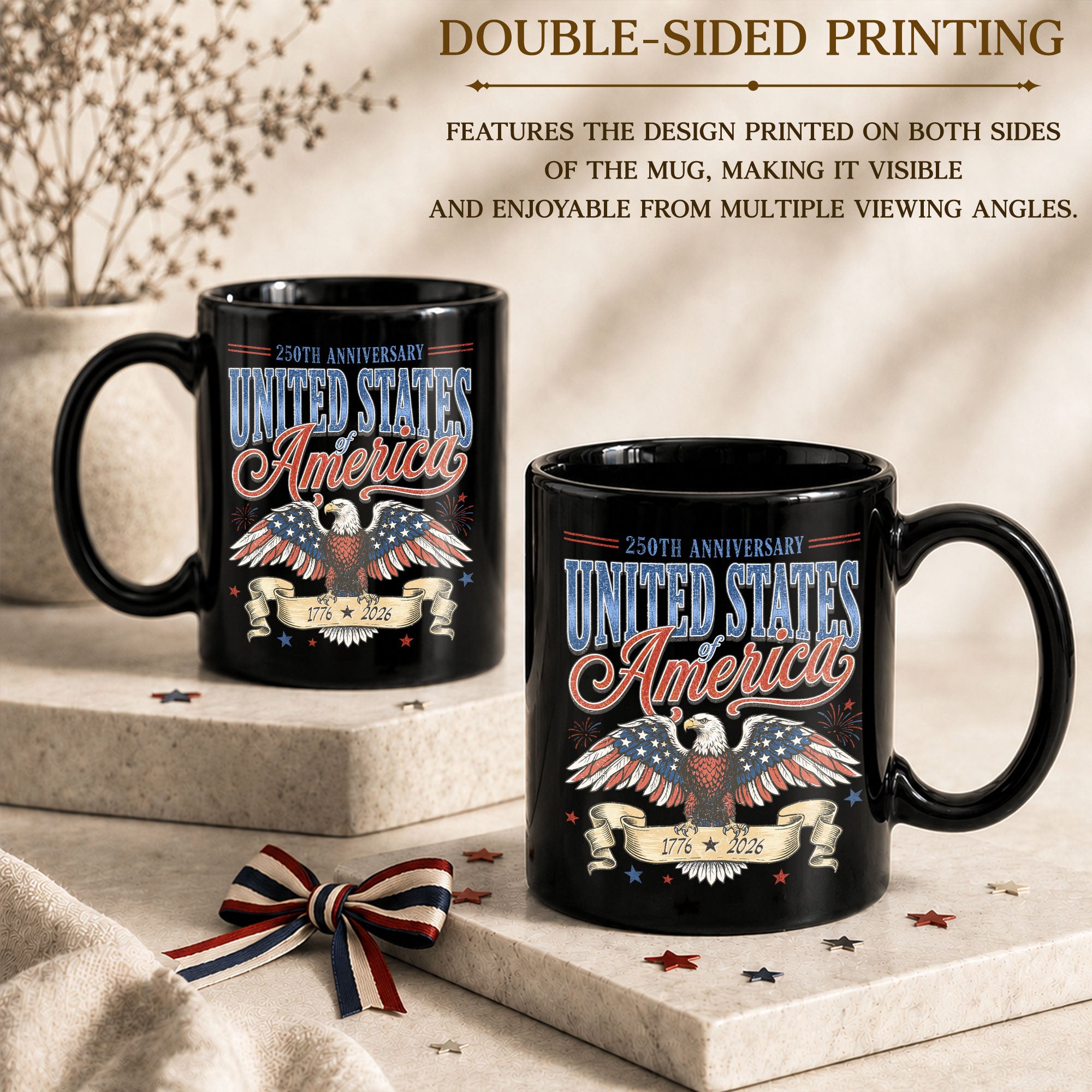 1776-2026 Patriotic Eagle Ceramic Mug – Vintage Anniversary Keepsake Drinkware
