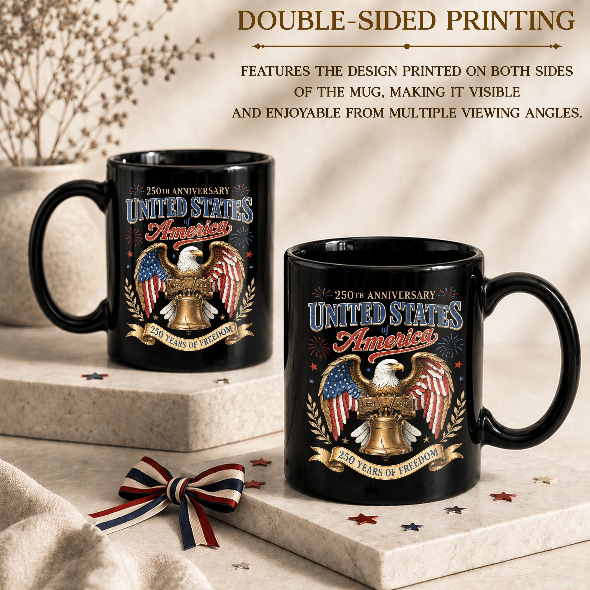 250 Years of Freedom Ceramic Mug – Patriotic Eagle Historical Anniversary Gift Item