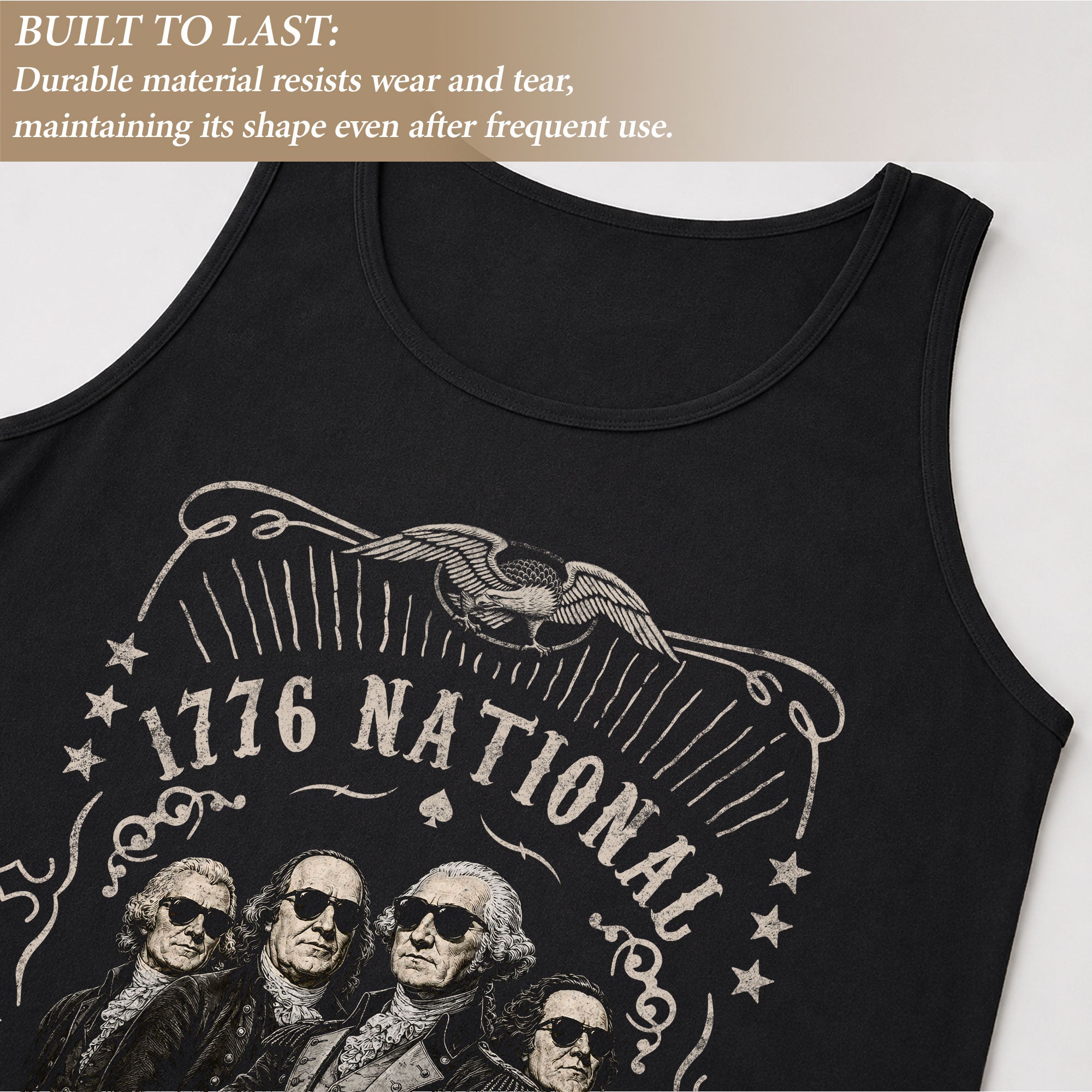 Vintage Men’s 1776 National Champs Tank Top - Patriotic Founding Fathers Graphic Shirt