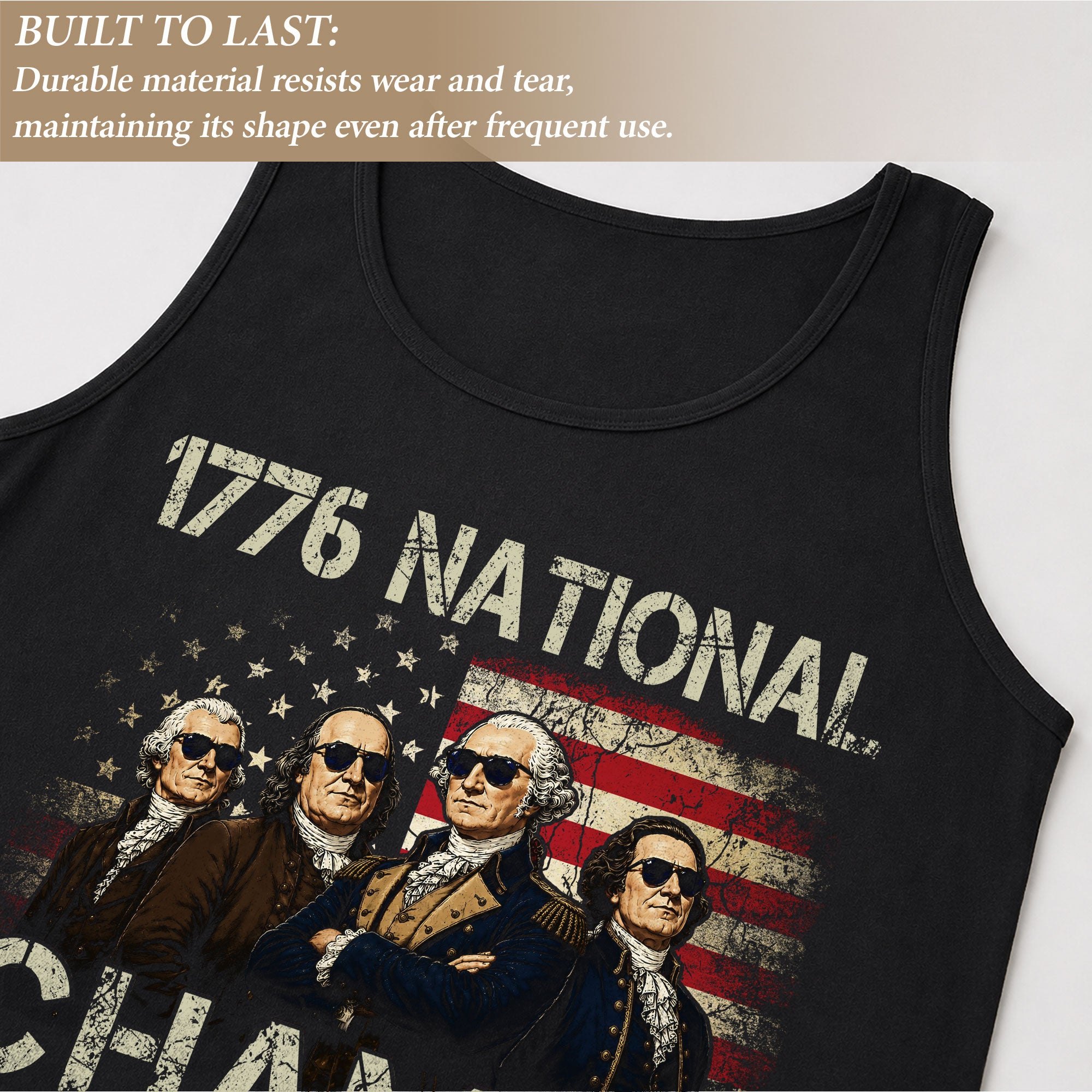 Men’s 1776 National Champs Tank Top - Patriotic American Flag Founding Fathers Apparel