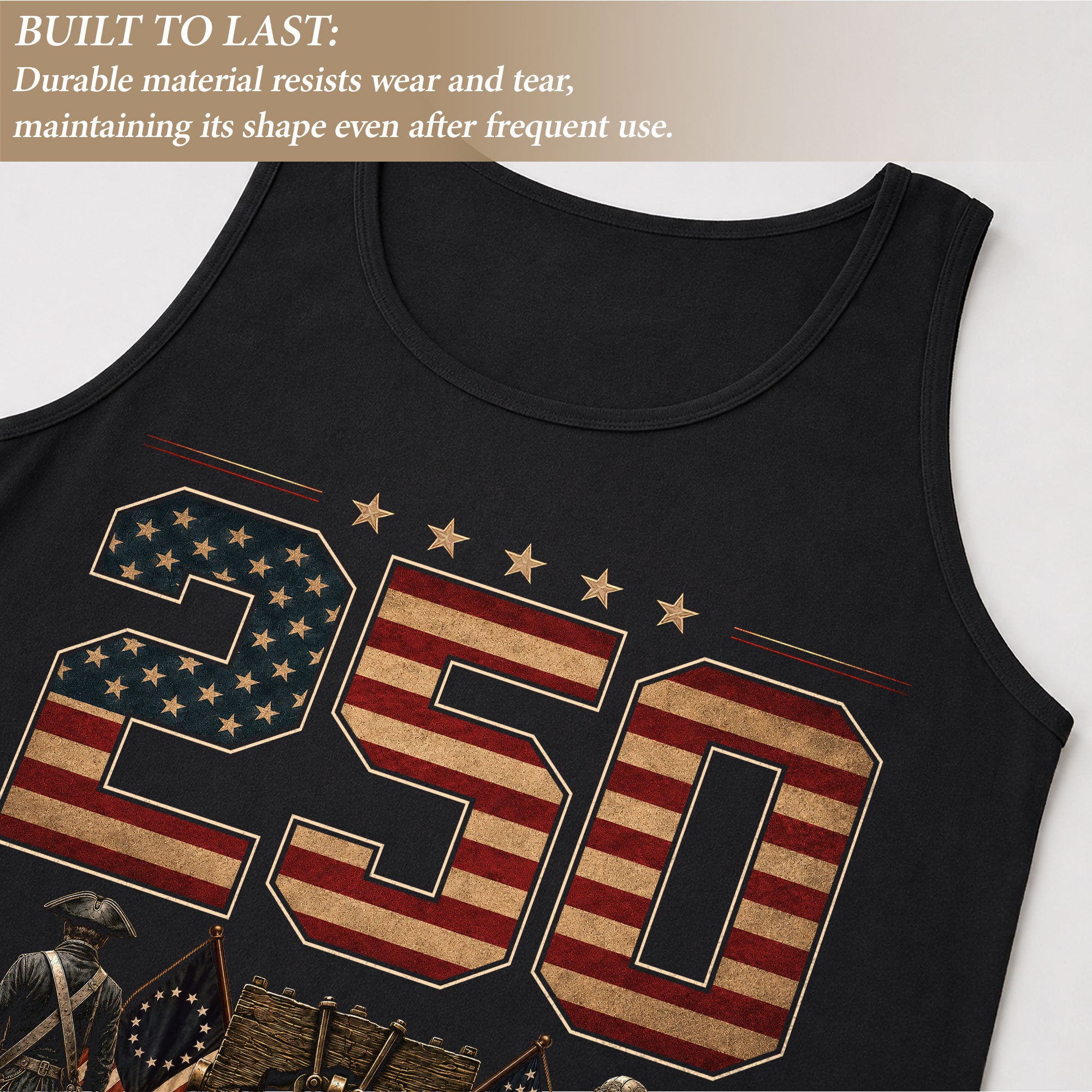 Men Tank Top 250 Years of Freedom Shirt 1776 2026 Liberty Bell Patriotic Soldier Tee