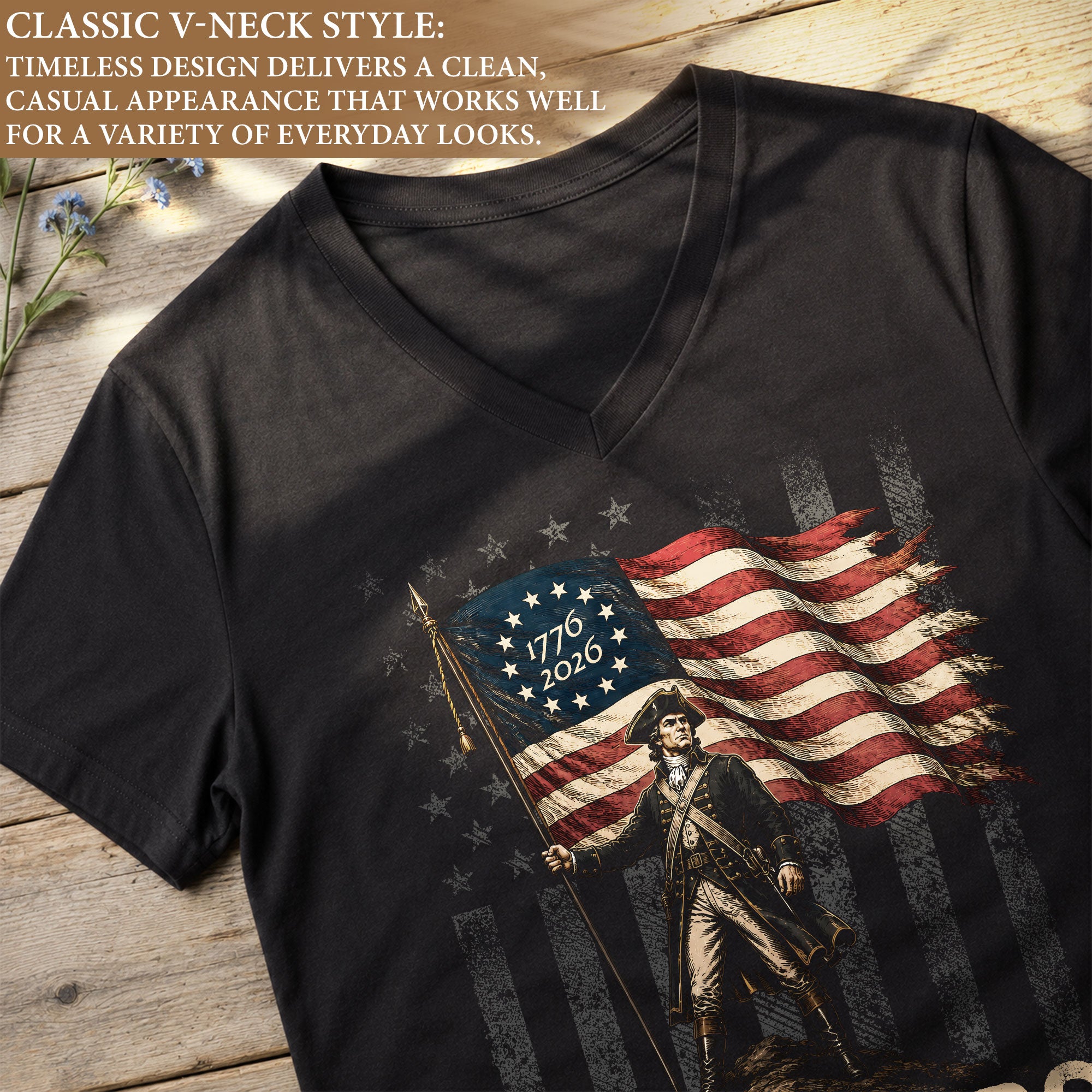 Women V Neck 250 Years of Freedom T-Shirt Patriotic Betsy Ross US Flag Graphic Top