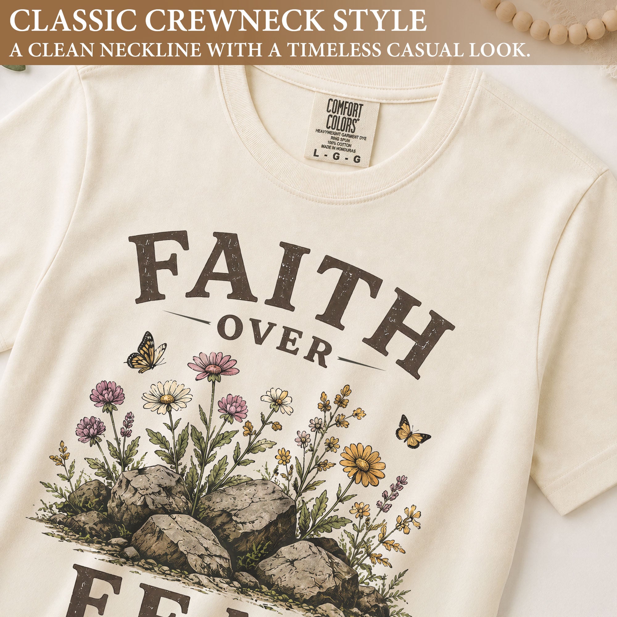 Faith Over Fear Christian Shirt Floral Wildflower Women T-Shirt Psalms 118:6 Tee