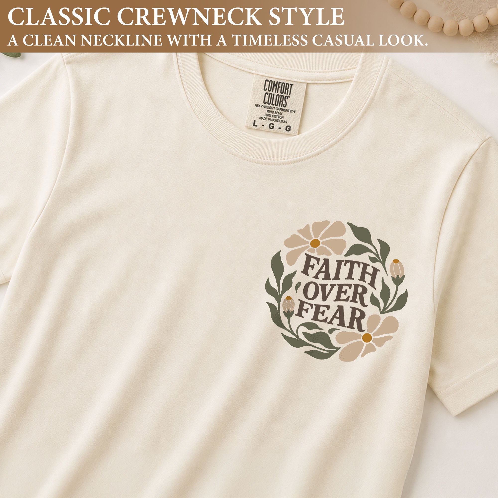 Faith Over Fear Shirt Christian Women T-Shirt Wildflower Floral Psalm 118:6 Verse Tee - Rust Field Wear
