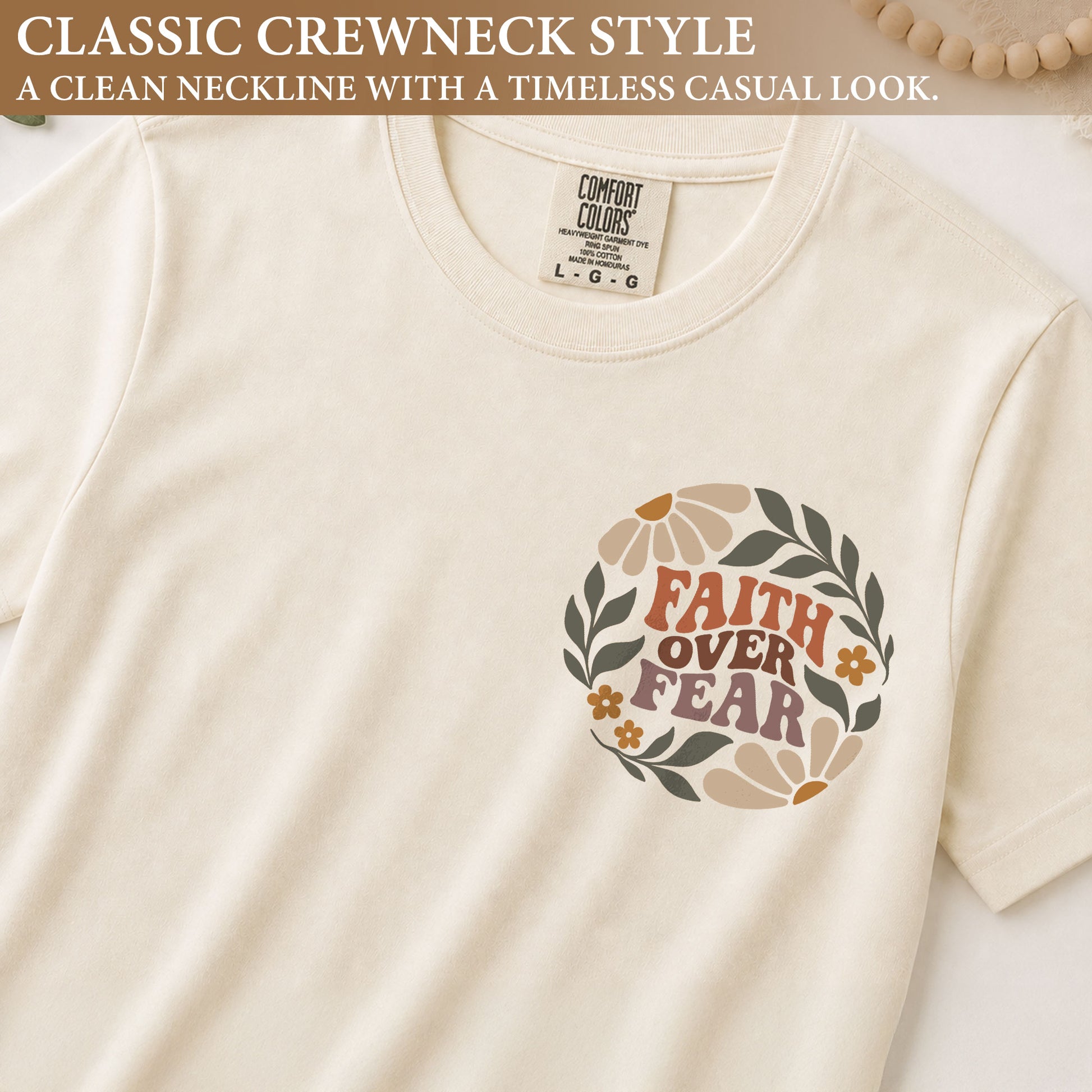 Faith Over Fear Christian Shirt Floral Bible Verse Women T-Shirt Psalms 118:6 Tee - Rust Field Wear