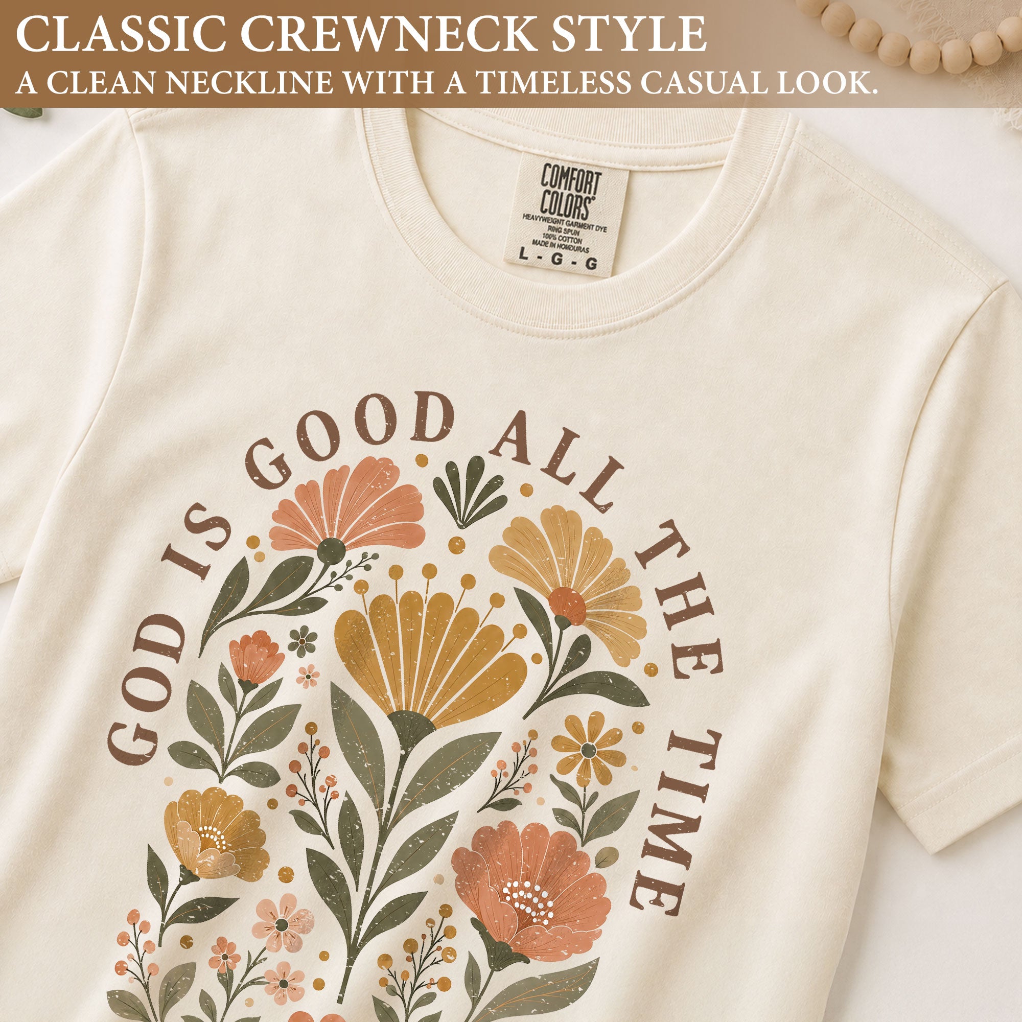 God Is Good All The Time T Shirt Christian Women Floral Psalm 136 1 Religious Tee