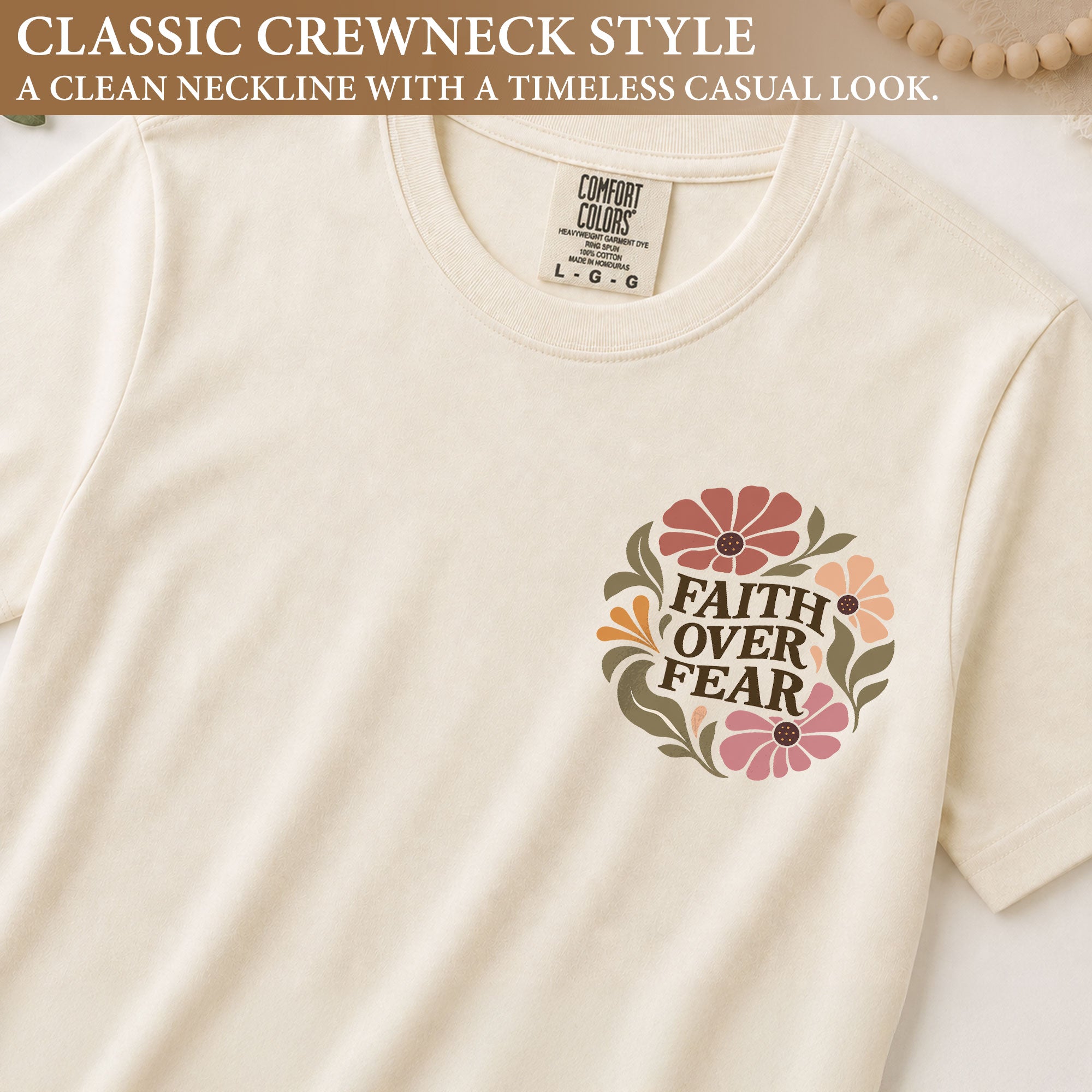 Faith Over Fear Floral Christian Women Shirt Scripture Inspired Faith Graphic Tee - Rust Field Wear