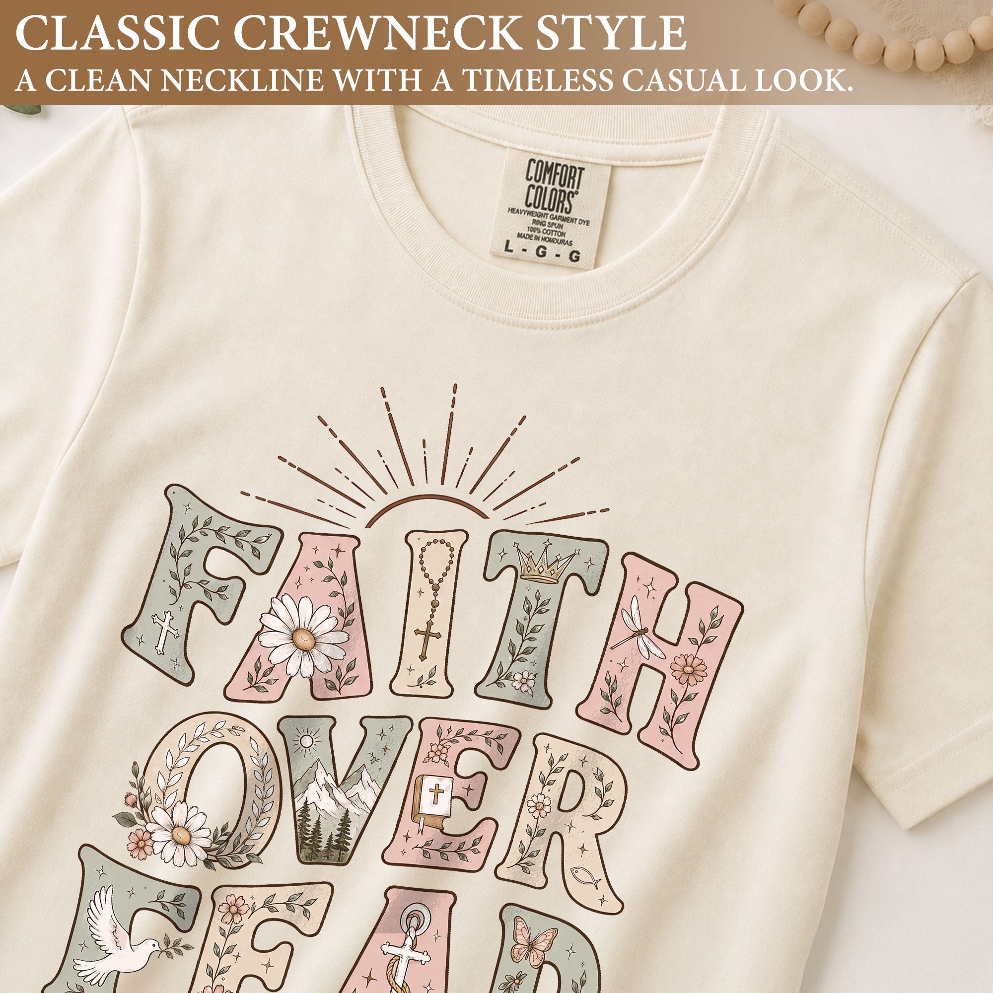 Faith Over Fear Psalms Scripture Christian Graphic Oversized Tee Shirt For Women
