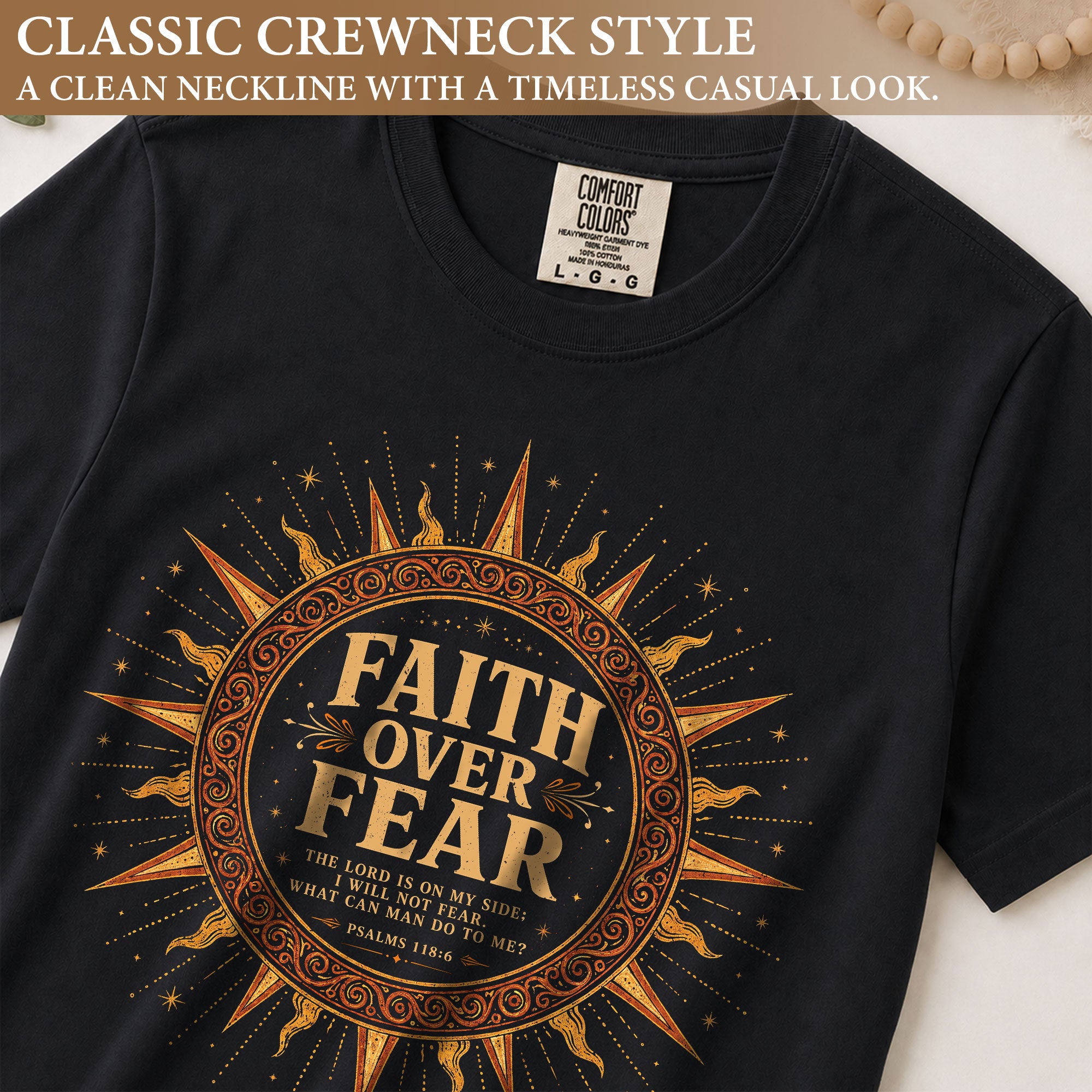 Faith Over Fear T Shirt Christian Women Sun Psalms 118 6 Religious Tee Apparel Top