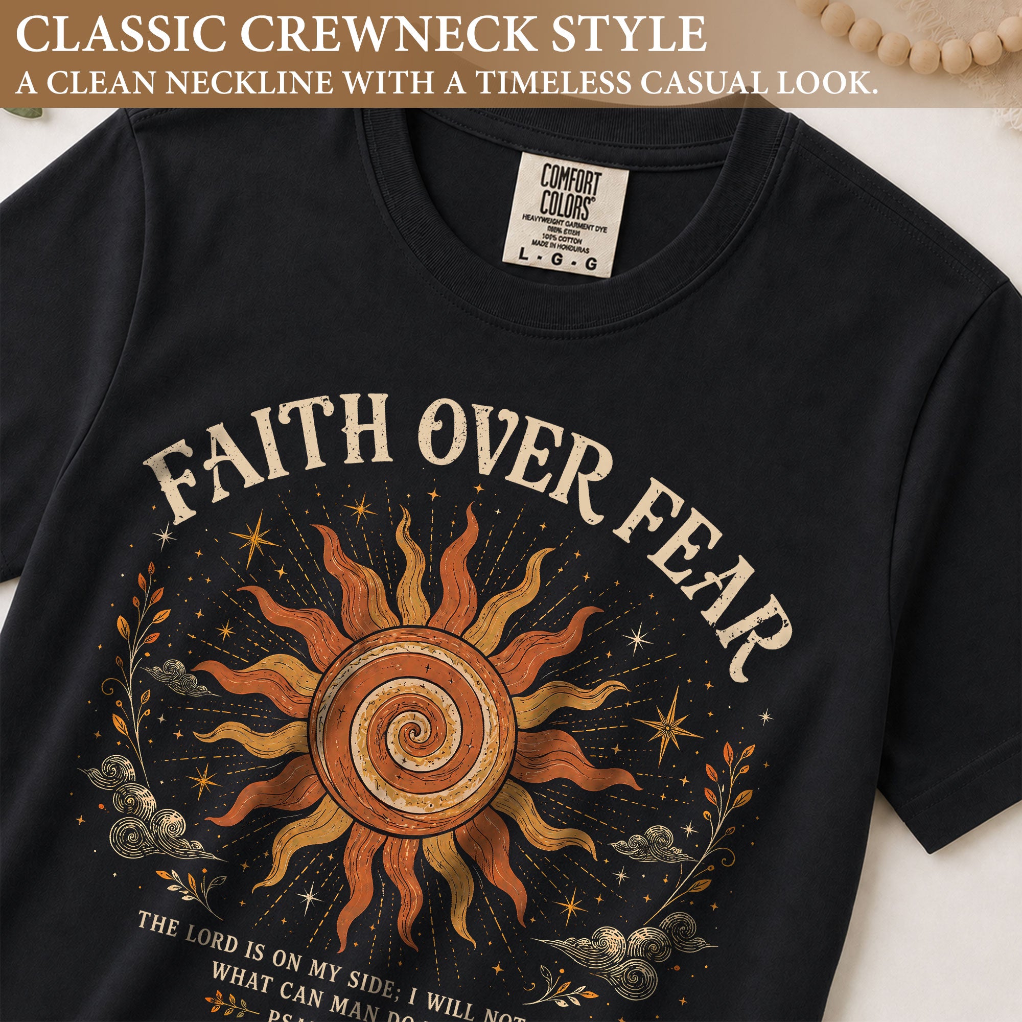Faith Over Fear T Shirt Christian Women Sun Clouds Psalms 118 6 Religious Tee Top
