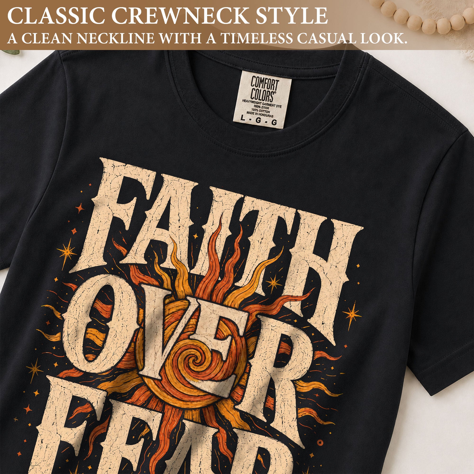 Faith Over Fear T Shirt Christian Women Big Bold Sun Psalm 118 6 Religious Tee Top