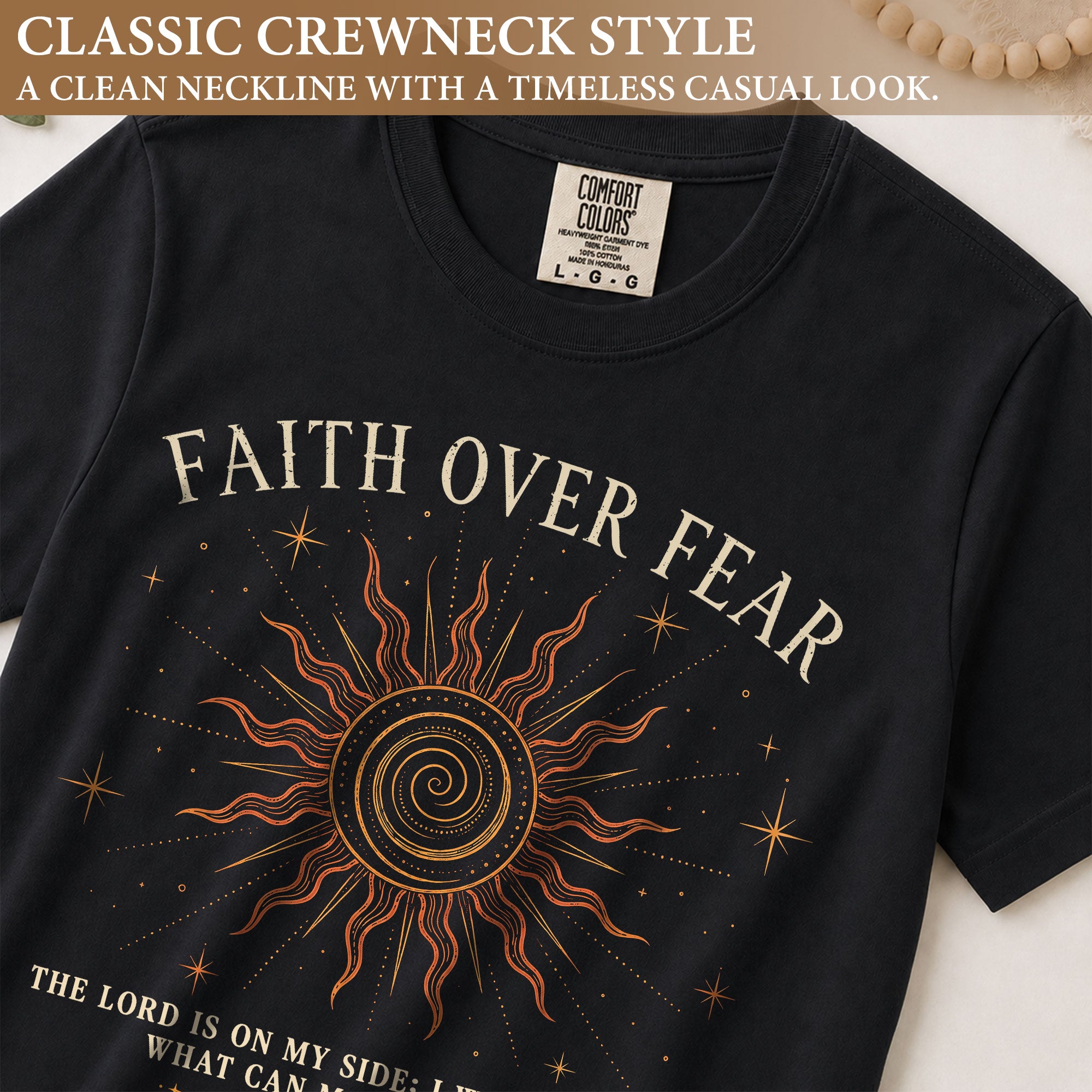 Faith Over Fear T Shirt Christian Women Radiant Sun Psalms 118 6 Religious Tee Top