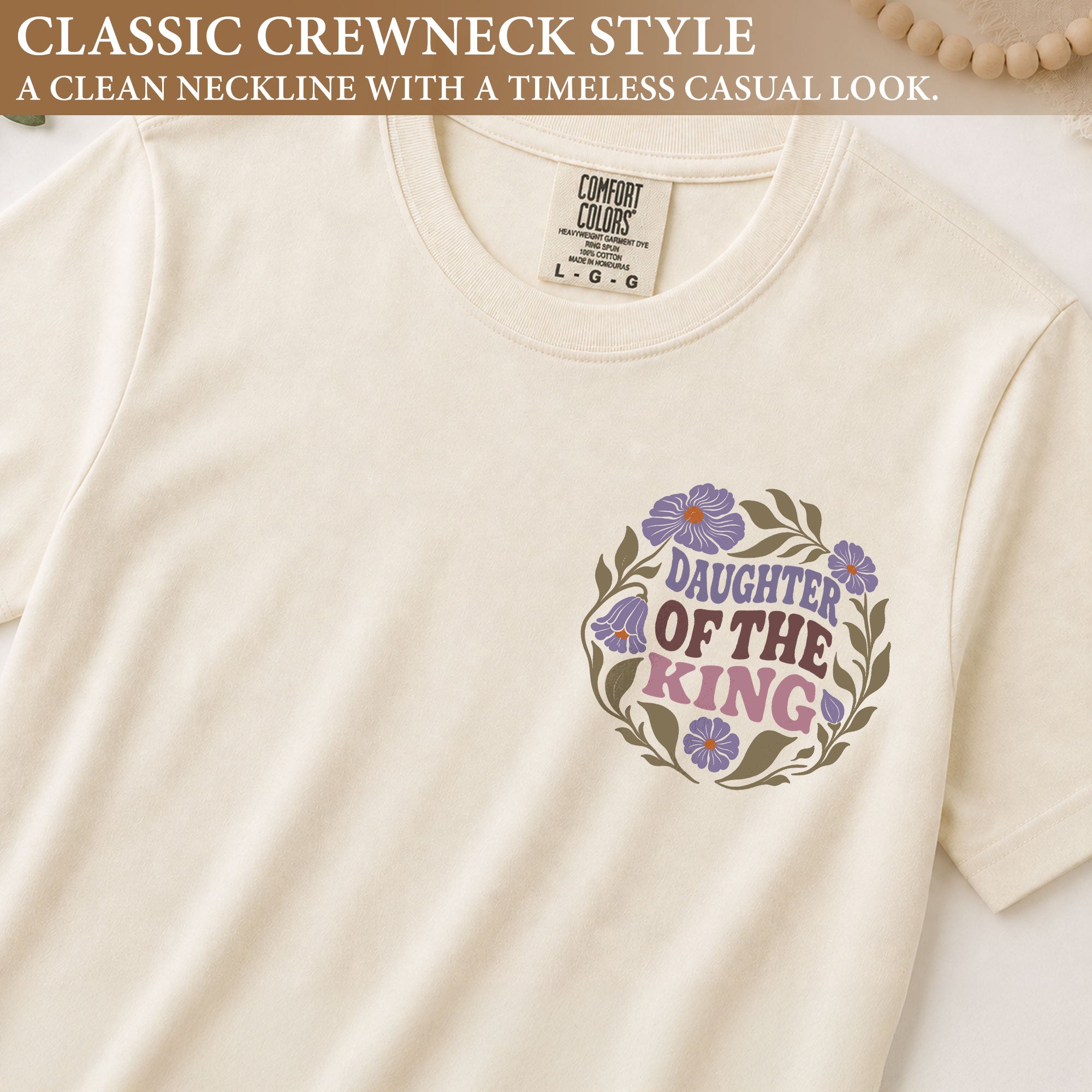 Daughter Of The King Purple Floral 2 Corinthians 6 18 Christian T Shirt Apparel Women - Rust Field Wear