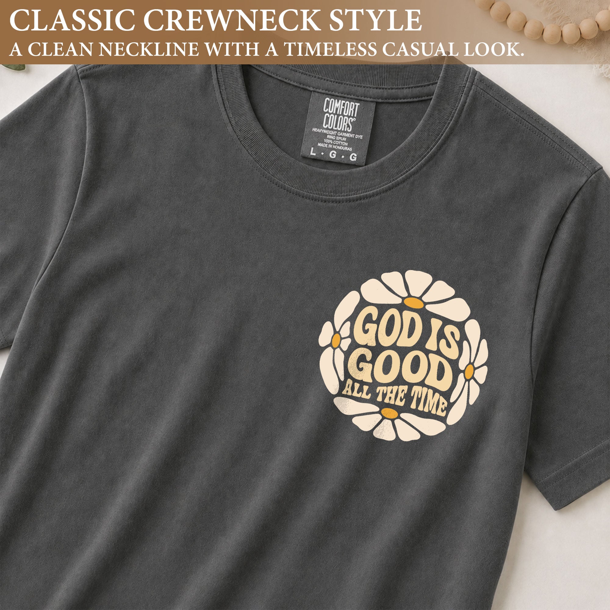 God Is Good All The Time Daisy Floral Psalms 136 1 Christian T Shirt Apparel Women - Rust Field Wear