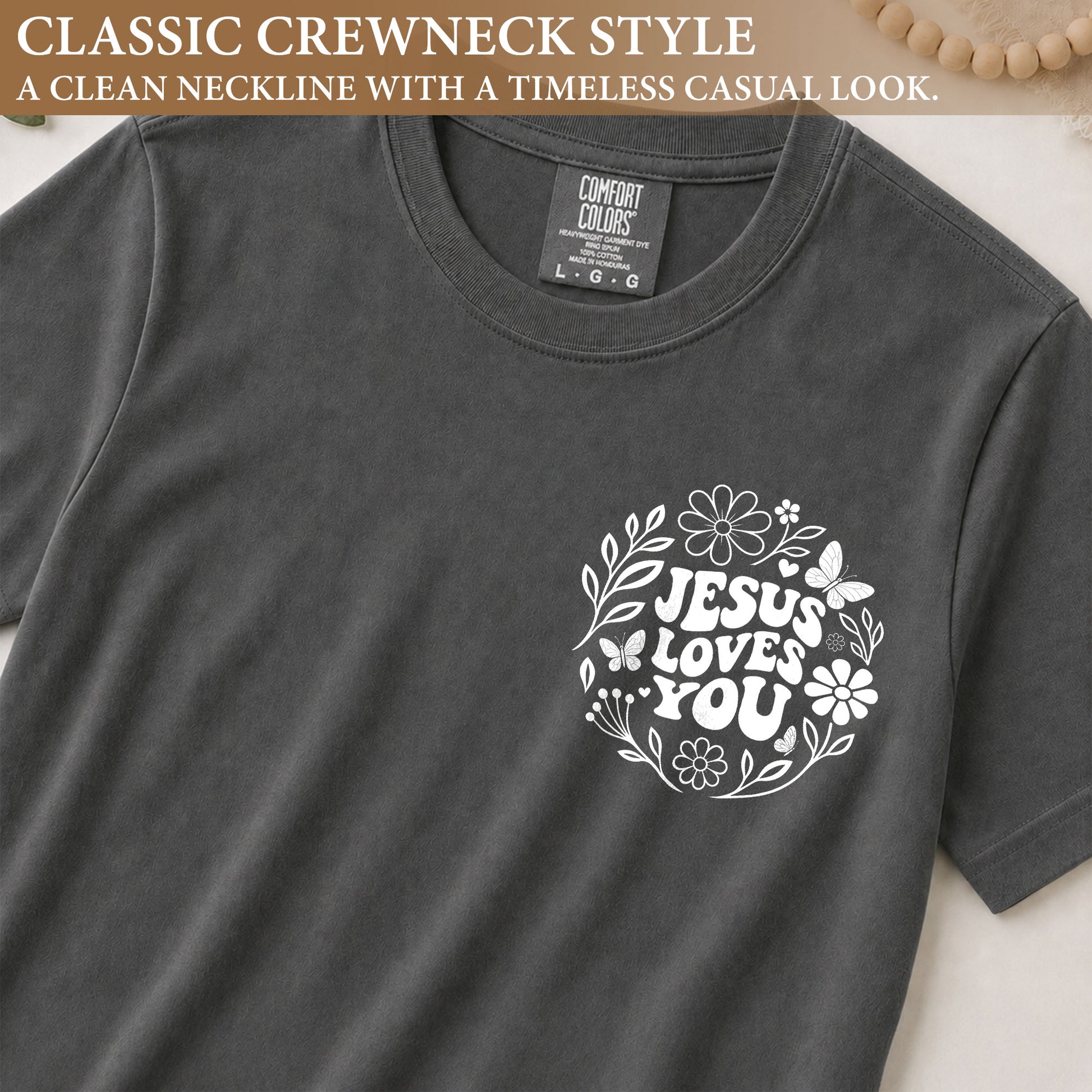 Jesus Loves You Retro Butterfly Floral 1 John 4 19 Christian T Shirt Apparel Women - Rust Field Wear