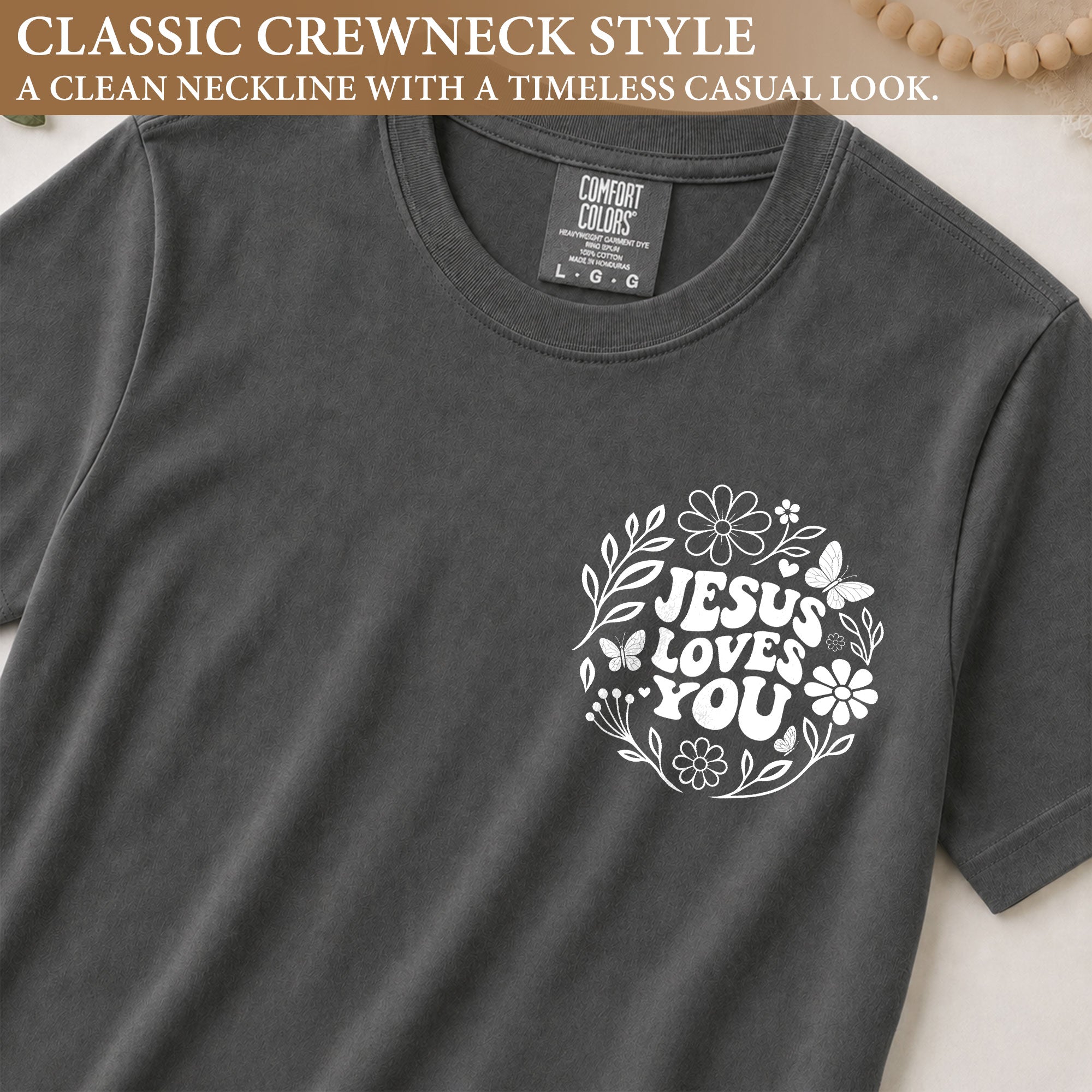 Jesus Loves You Retro Butterfly Floral 1 John 4 19 Christian T Shirt Apparel Women - Rust Field Wear