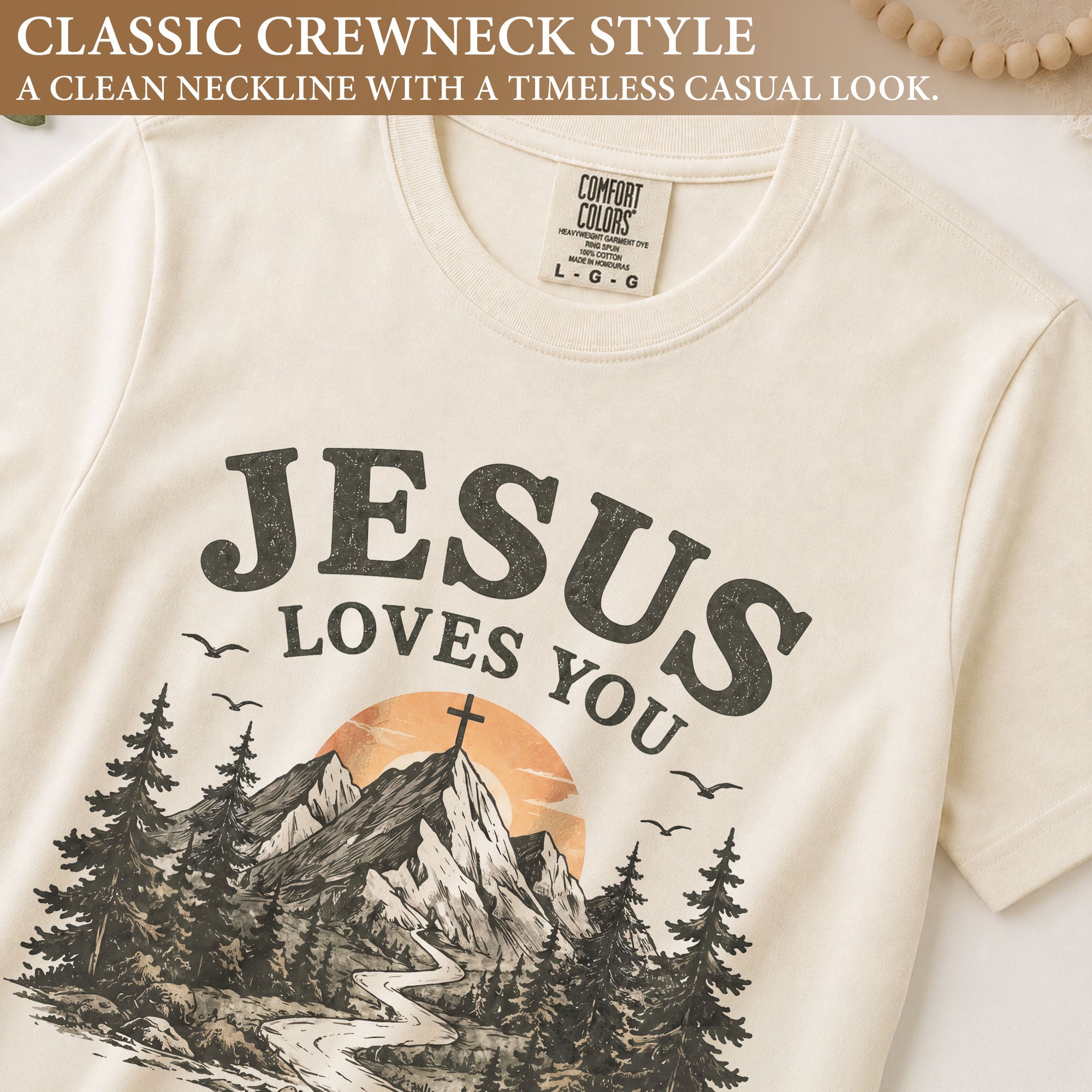 Jesus Loves You Shirt Mountain Christian Sunset Cross 1 John 4 19 Faith Graphic Tee