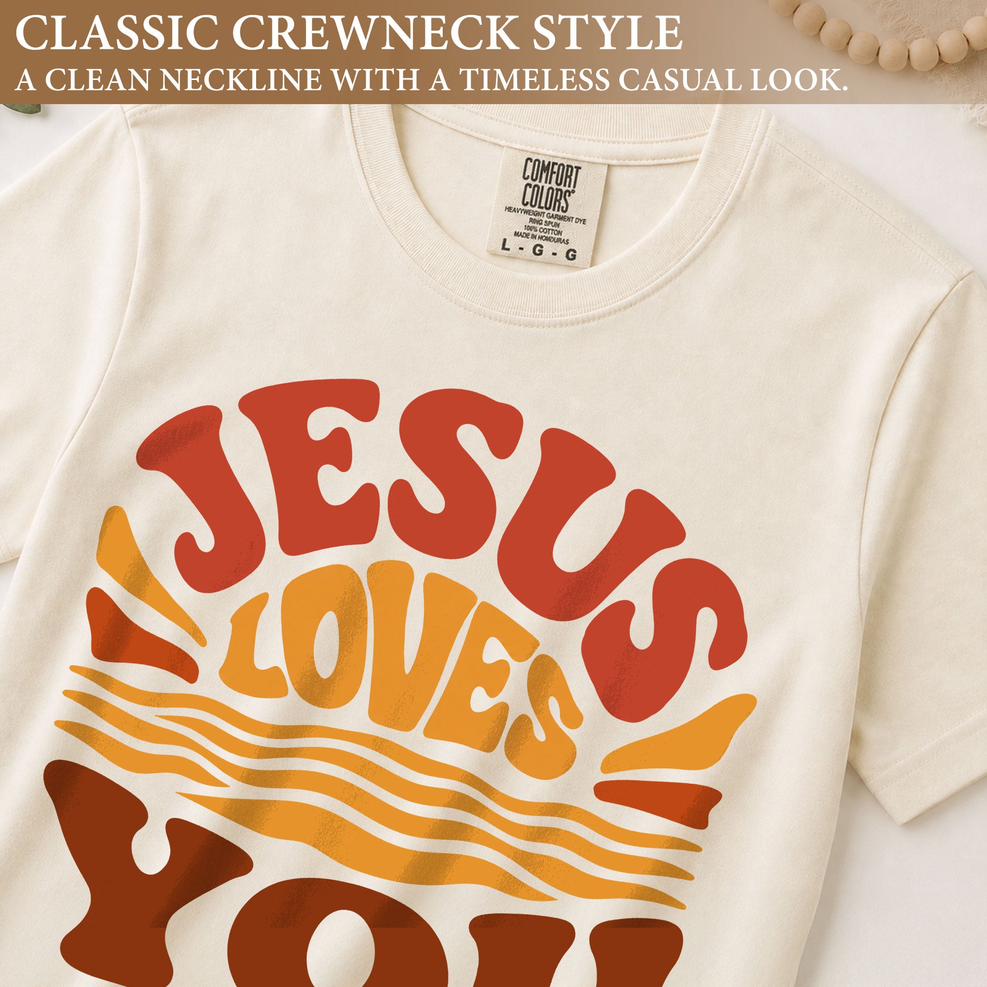Jesus Loves You Shirt Sunset Wavy 70s Christian Bible Verse 1 John 4 19 Graphic Tee