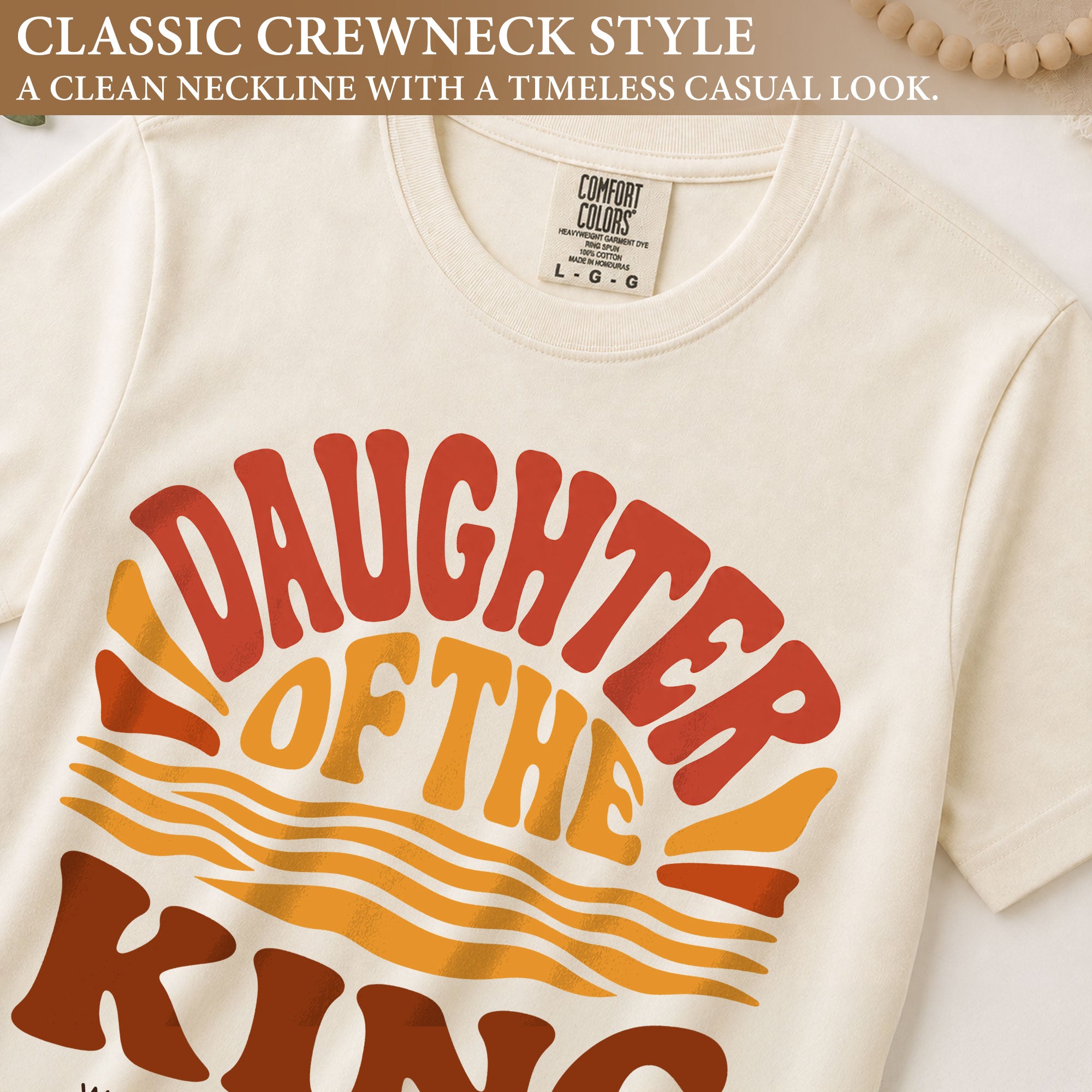 Daughter Of The King Retro Sunset Waves 2 Corinthians 6 18 Christian T Shirt Women