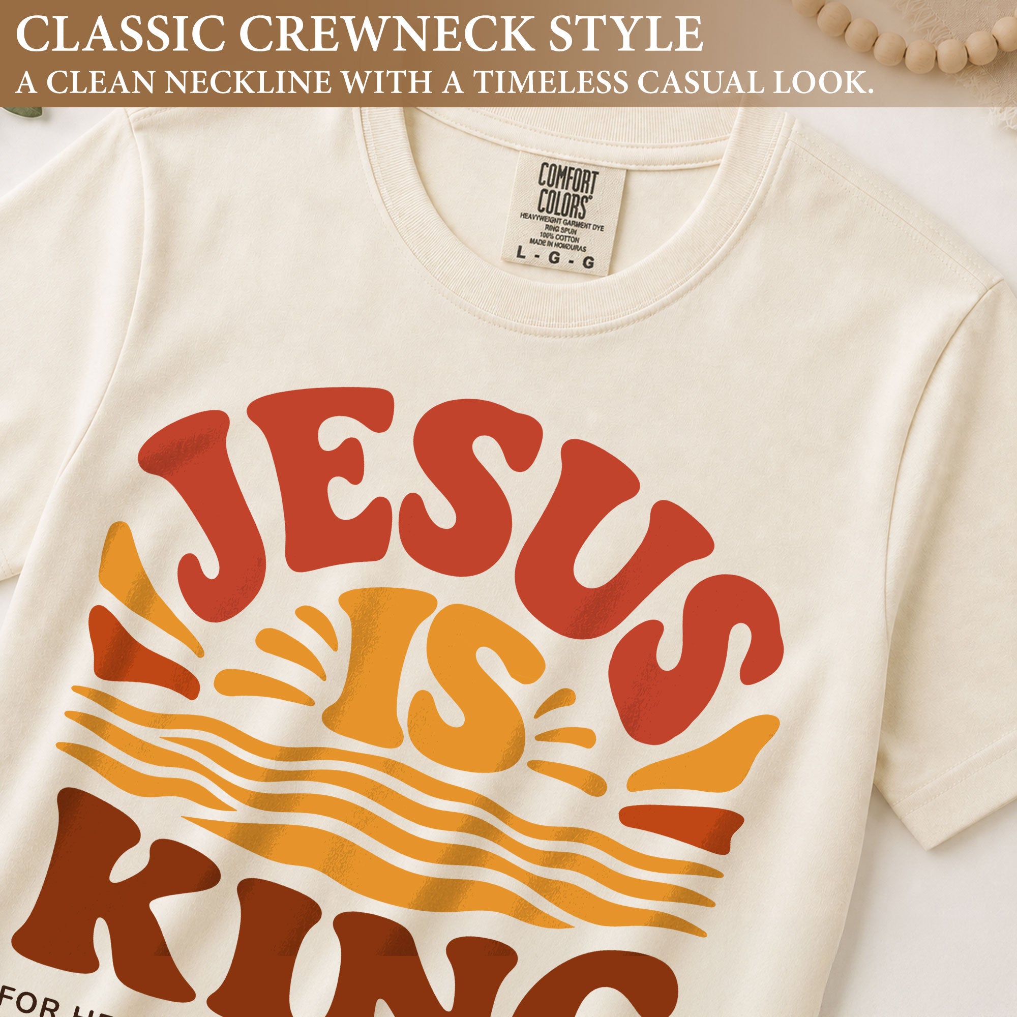 Jesus Is King Retro Sunset Waves Revelation 17 14 Graphic Christian T Shirt Women