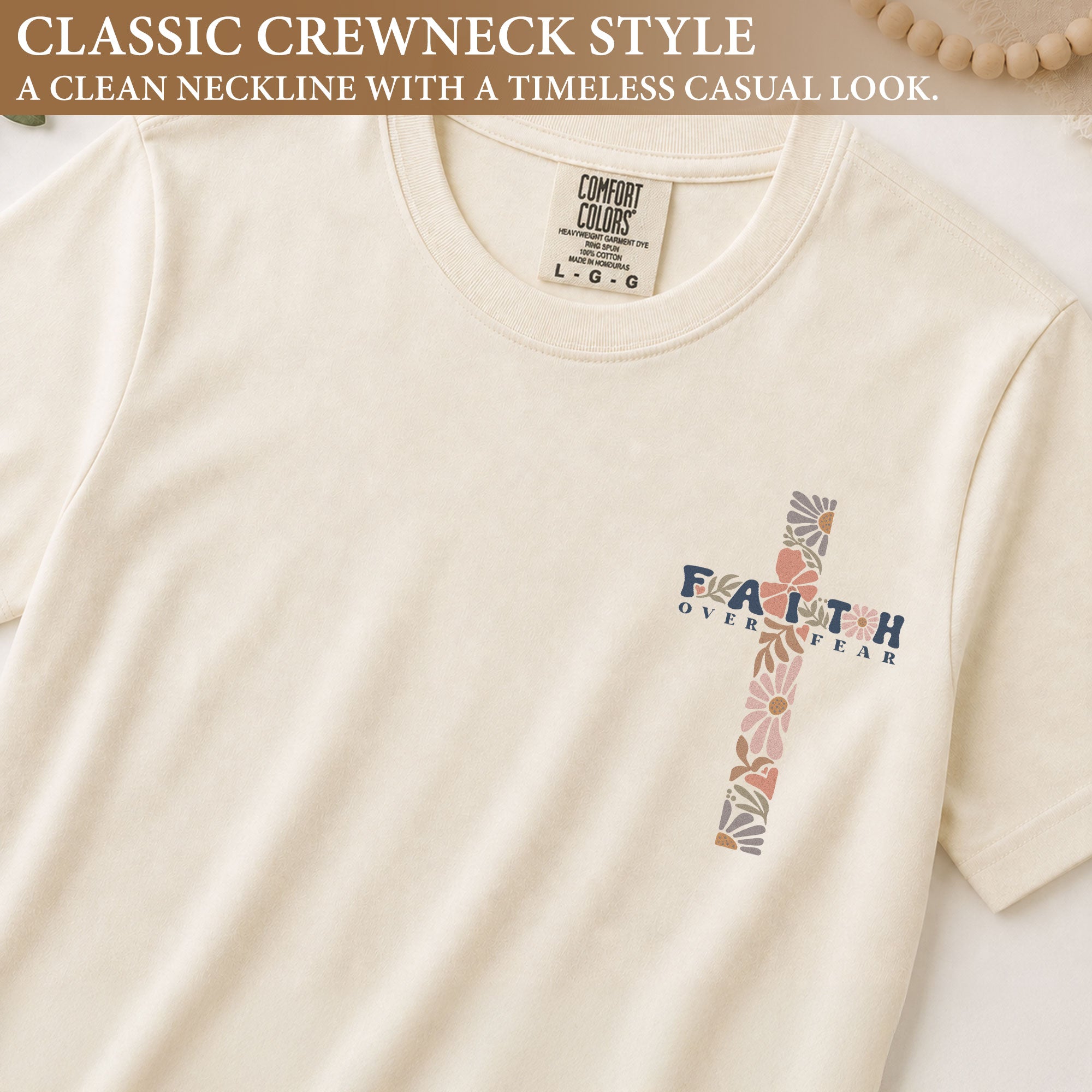 Faith Over Fear Shirt Christian Women Floral Cross Shirt Retro Psalm 118 Bible Verse Tee