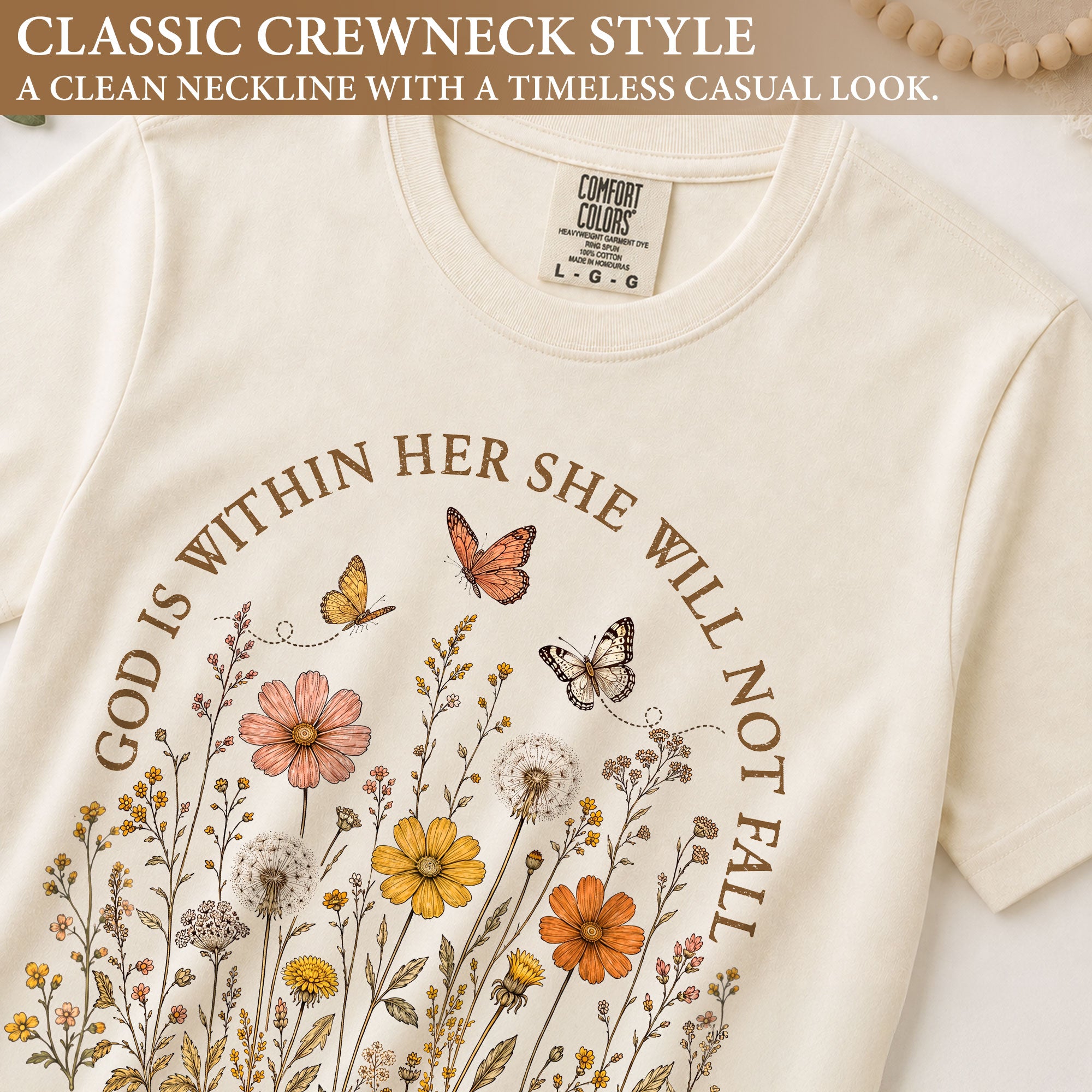 God Is Within Her She Will Not Fall Shirt Butterfly Christian Psalm 46 5 Graphic Tee