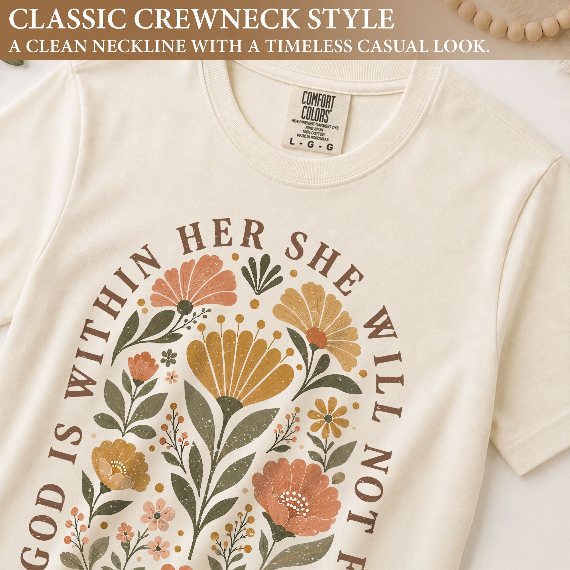 God Is Within Her She Will Not Fall Shirt Floral Christian Psalm 46 5 Graphic Tee