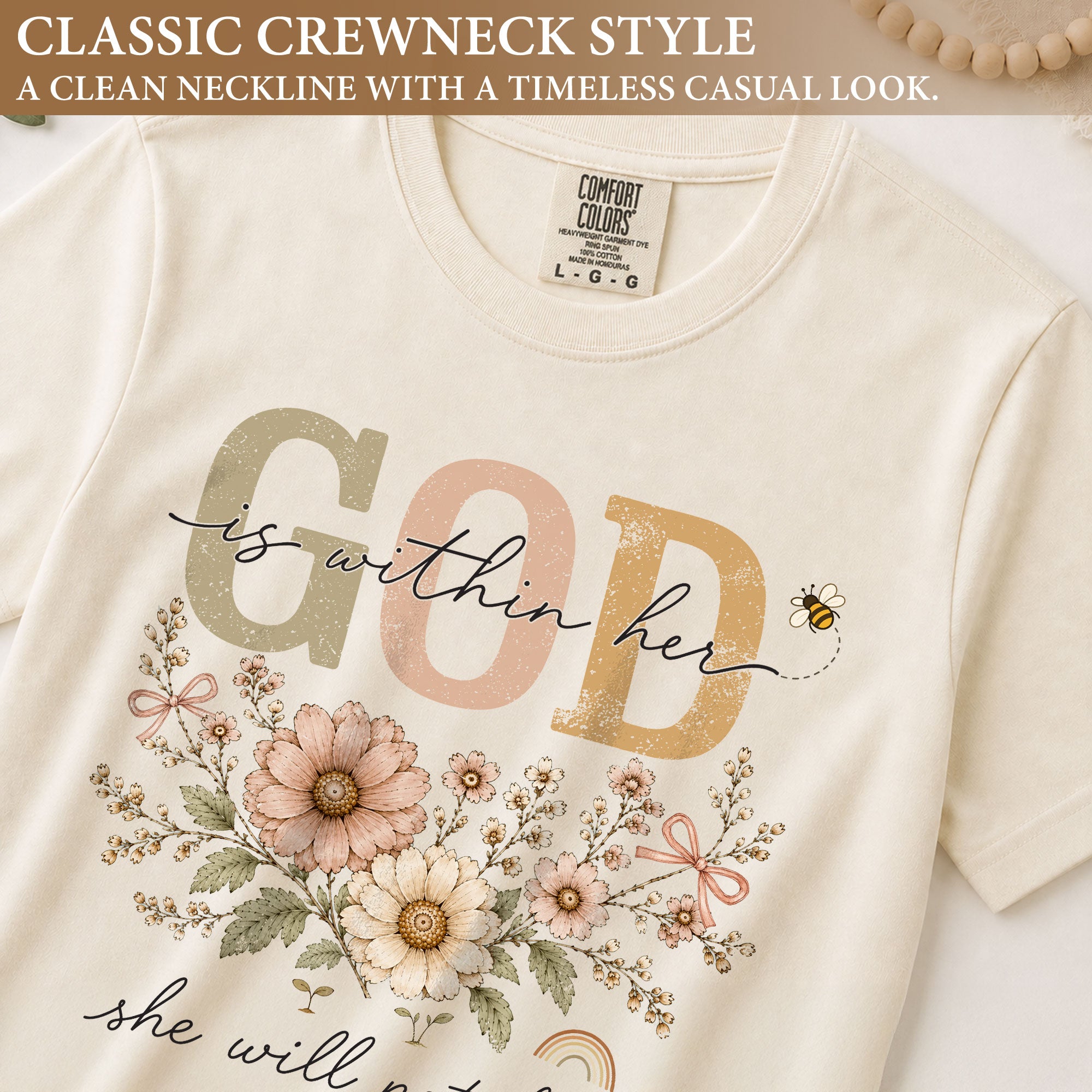 God Is Within Her She Will Not Fall Shirt Daisy Bee Christian Psalm 46 5 Graphic Tee