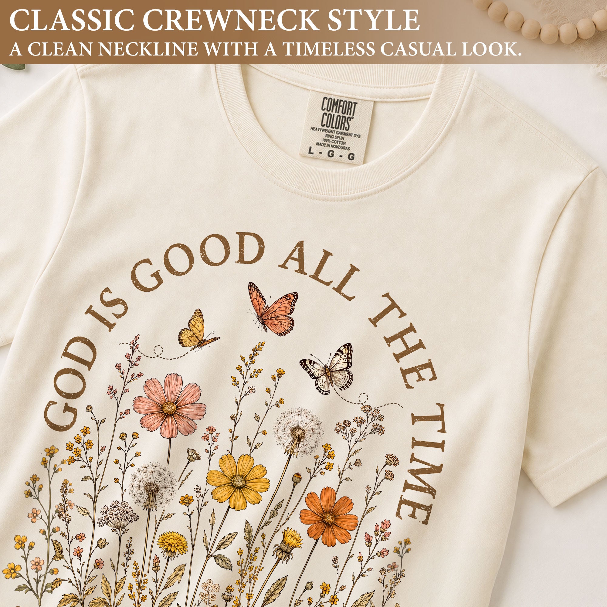 God Is Good All The Time Shirt Wildflower Butterfly Christian Psalms 136 1 Graphic Tee