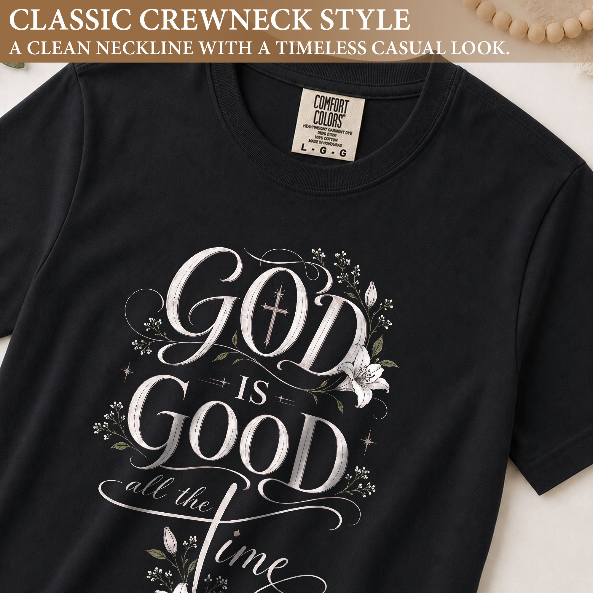 God Is Good Shirt Floral Lily Cross Christian Women Faith Quote Elegant Graphic Tee