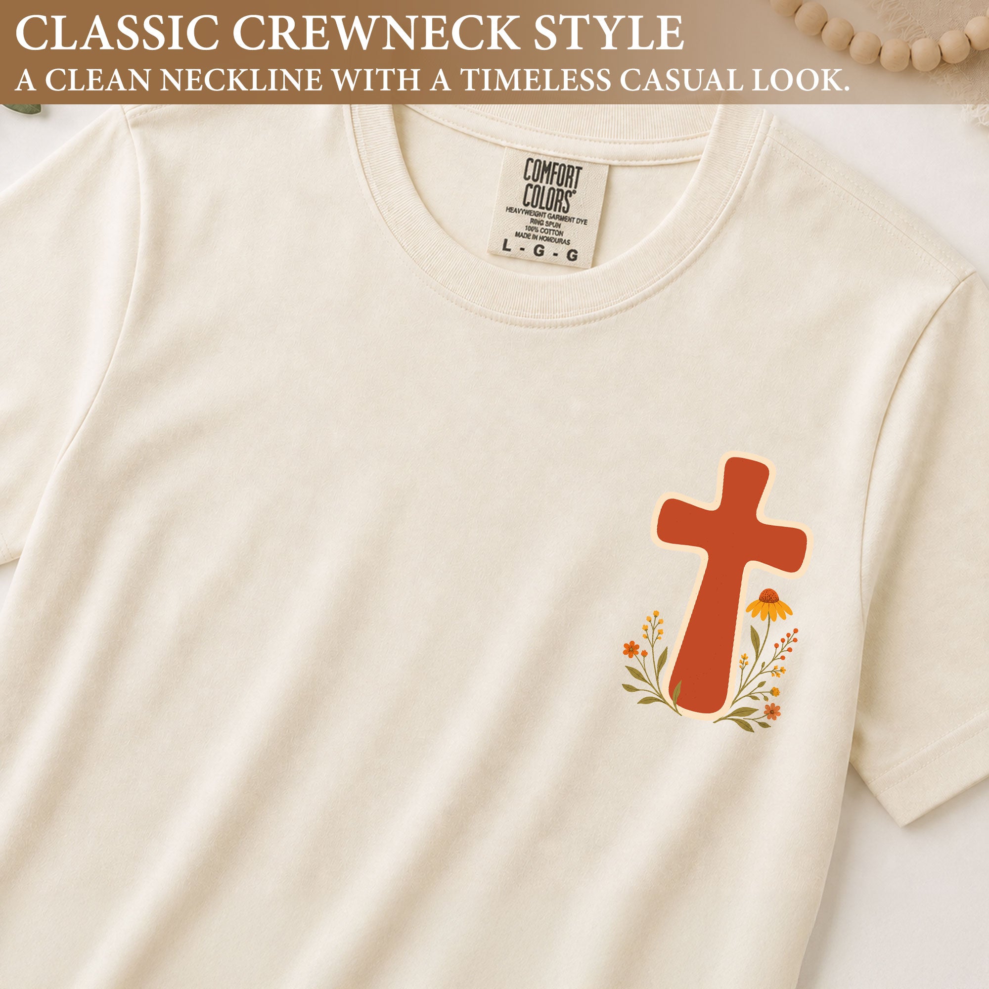 Faith Over Fear Retro Sun Floral Christian Graphic Casual Crewneck Tee Shirt Women