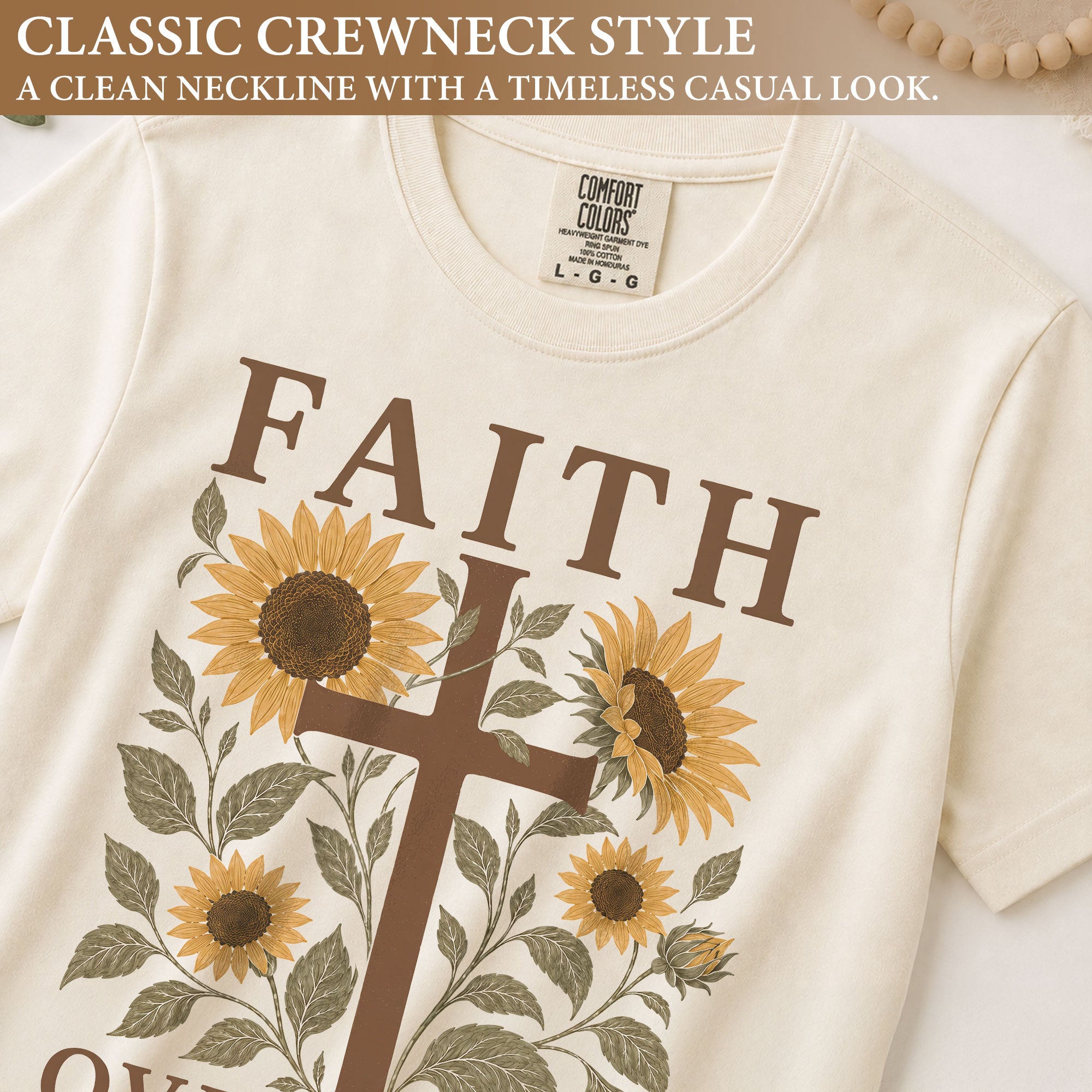 Faith Over Fear Shirt Christian Women Sunflower Cross Shirt Psalm 118 Bible Verse Floral Tee
