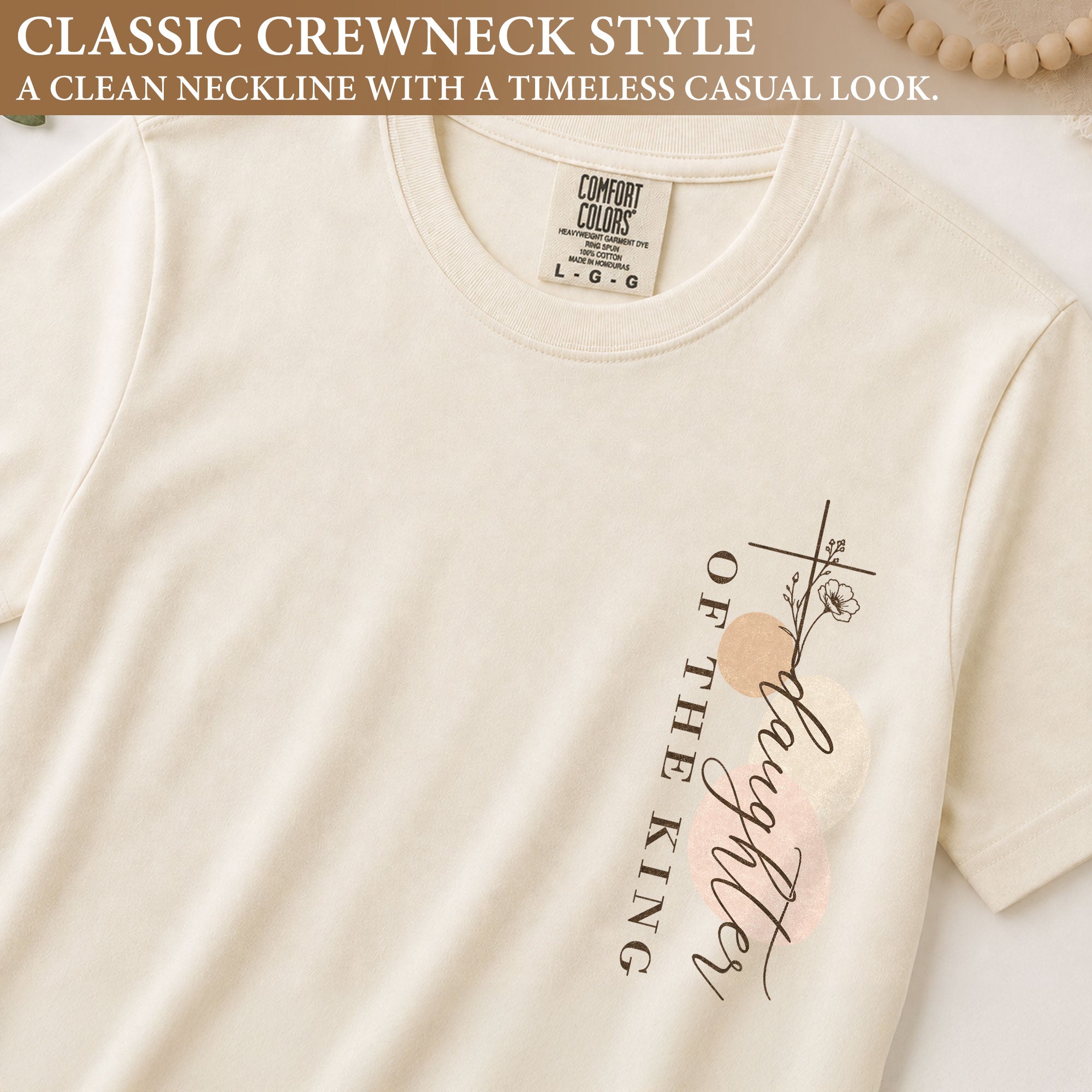 Daughter Of The King Cross Floral Christian Graphic Everyday Tee Shirt For Women