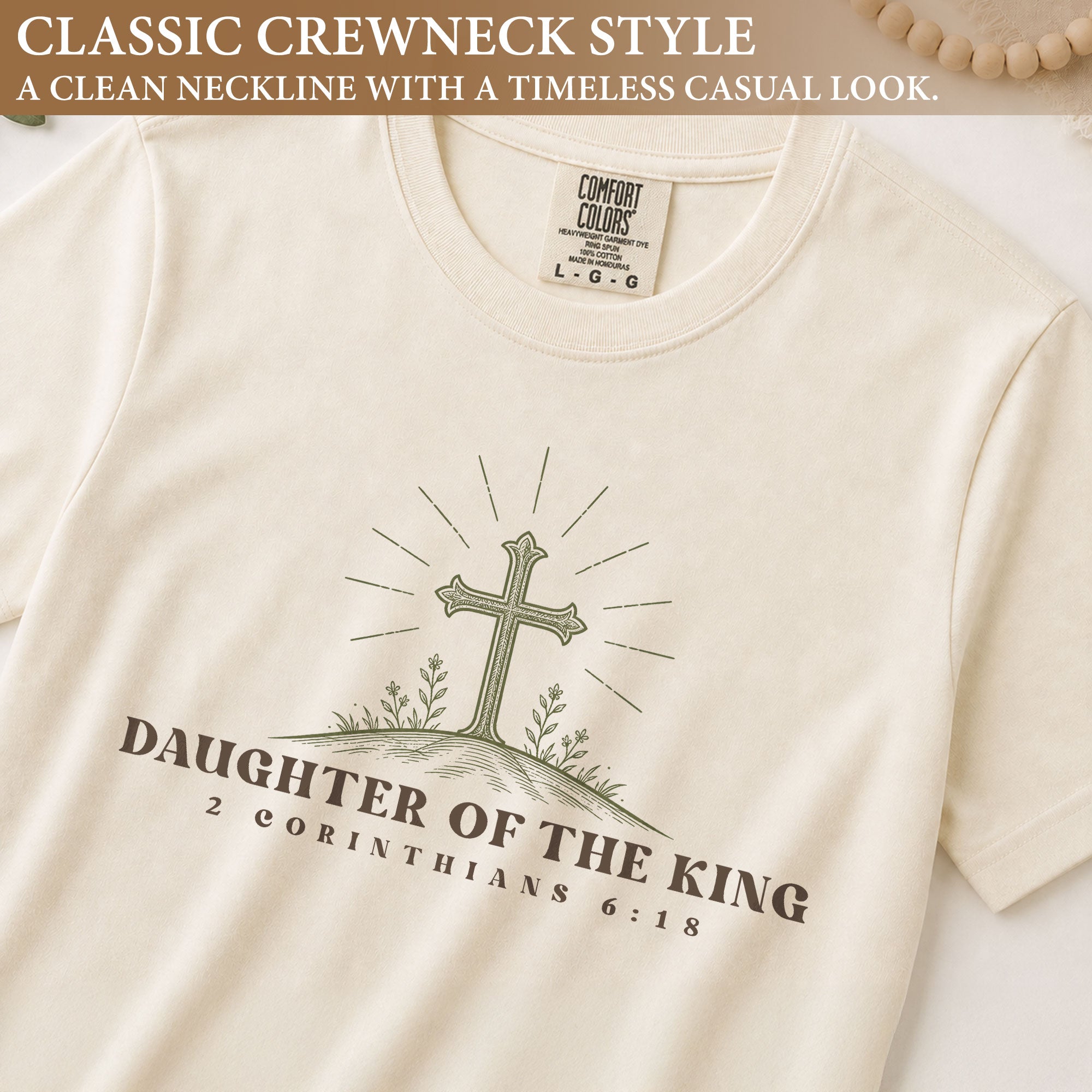 Daughter Of The King 2 Corinthians 6 18 Floral Cross Christian Graphic Tee Shirt Women