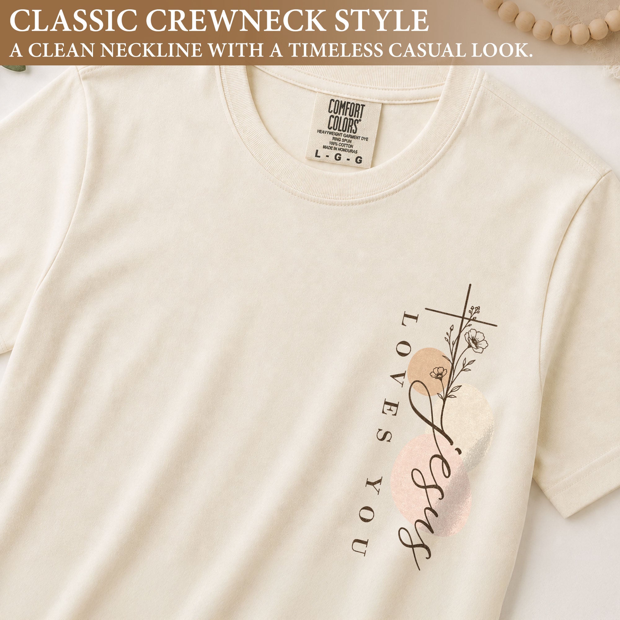 Jesus Loves You Cross Floral Christian Graphic Everyday Tee Shirt For Women Apparel