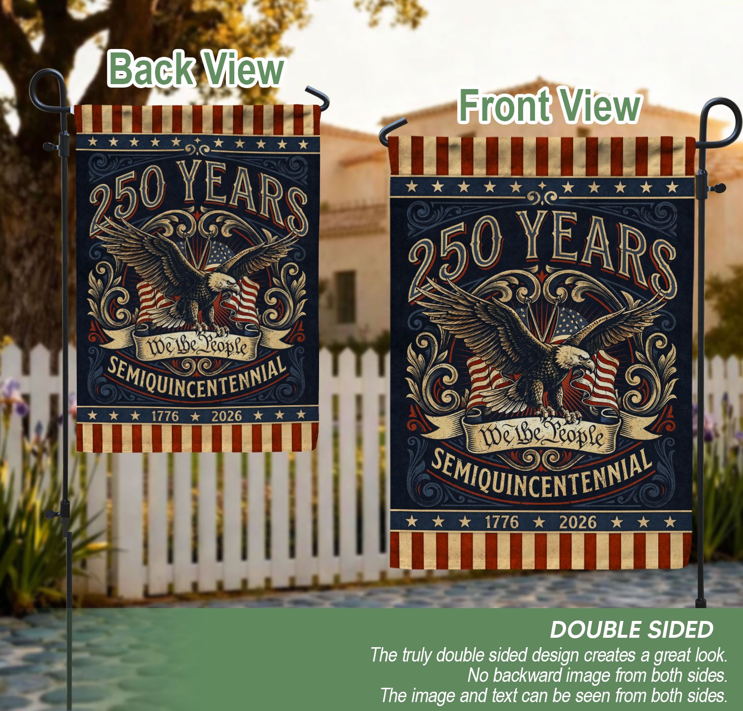 USA 250th Anniversary 1776–2026 House Flag – Retro We The People Bald Eagle Double Sided Printing