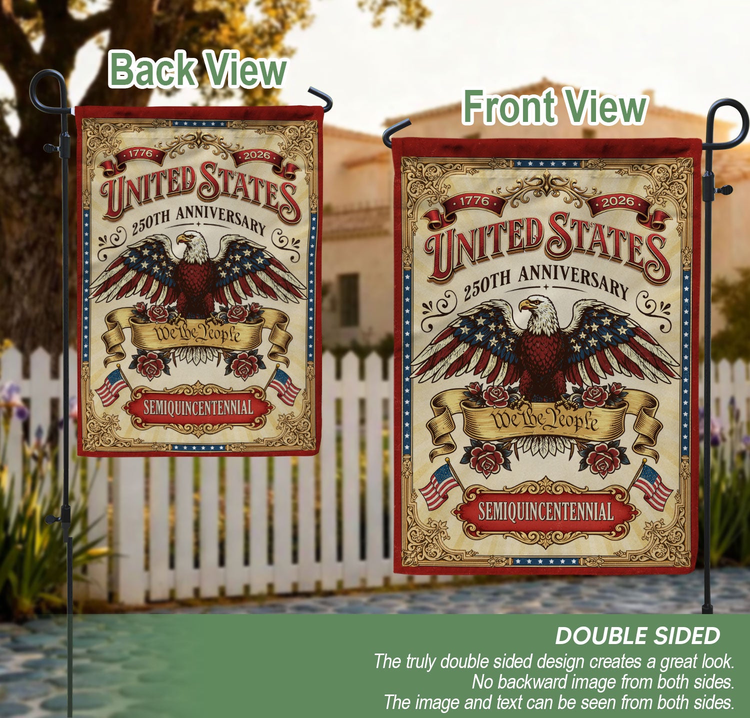We The People 250 Years United States 1776-2026 Garden Flag – Bald Eagle 250th Anniversary Double Sided Printing USA Banner