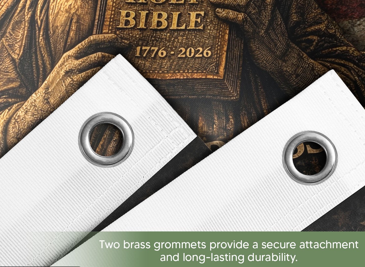 One Nation Under God 250 Years America Anniversary Flag - 250 Years of Blessings Holy Bible & Cross Banner, 1776-2026 Patriotic Double Sided Flag - Rust Field Wear