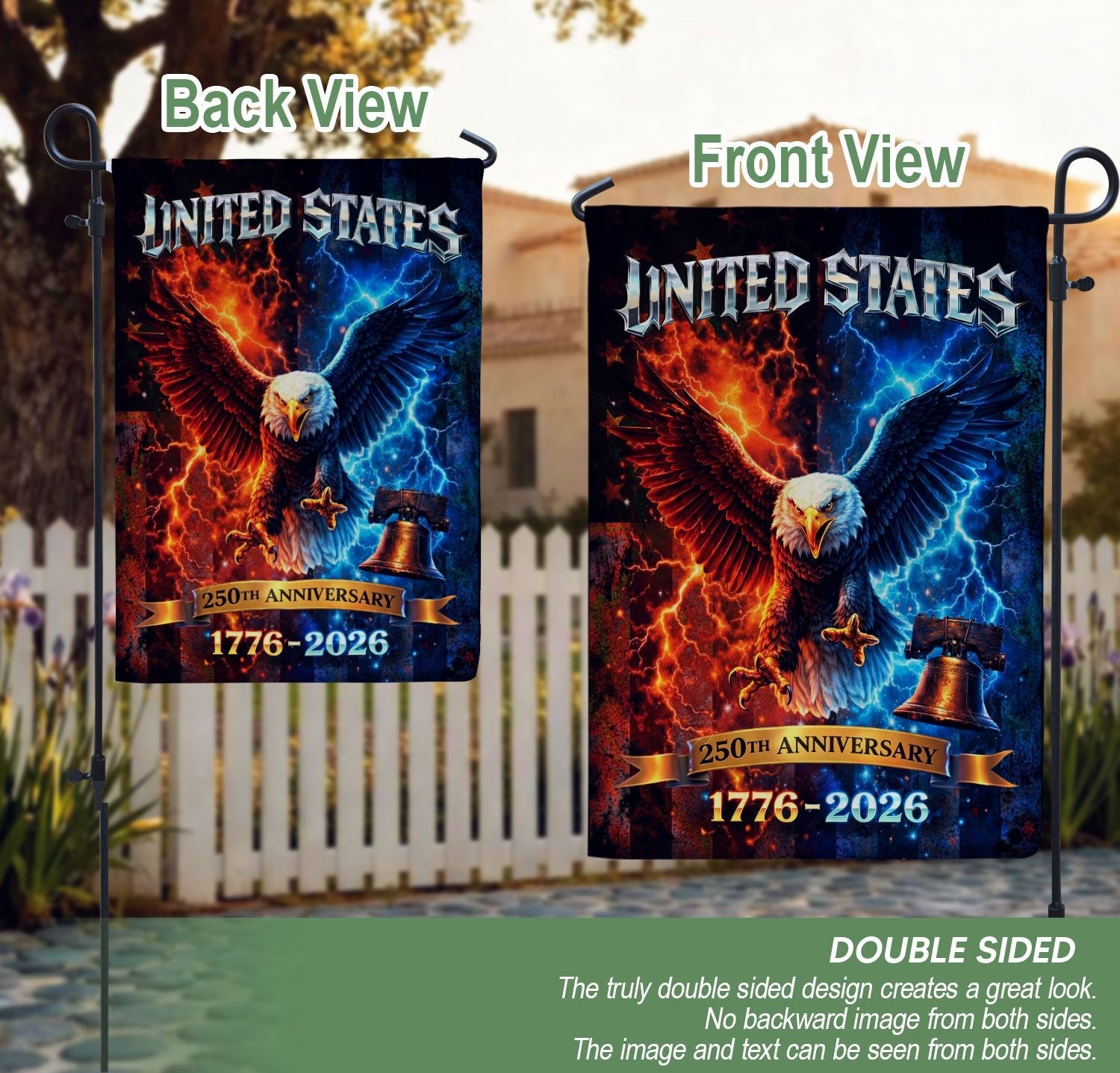 America 250th Anniversary House Flag - Statue of Liberty & Eagle 1776-2026, 250 Years Double Sided Outdoor Decor - Rust Field Wear