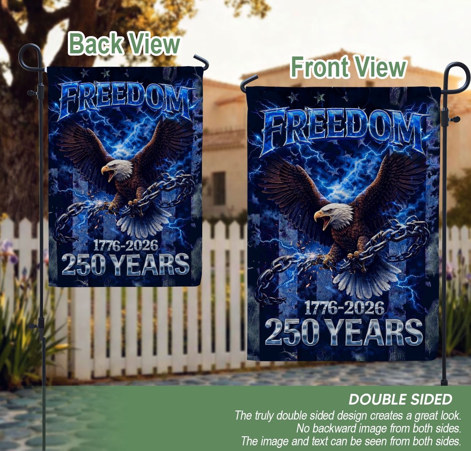 America 250th Anniversary Garden Flag - Patriotic Freedom Eagle 1776-2026, 250 Years Double Sided Outdoor Decor - Rust Field Wear