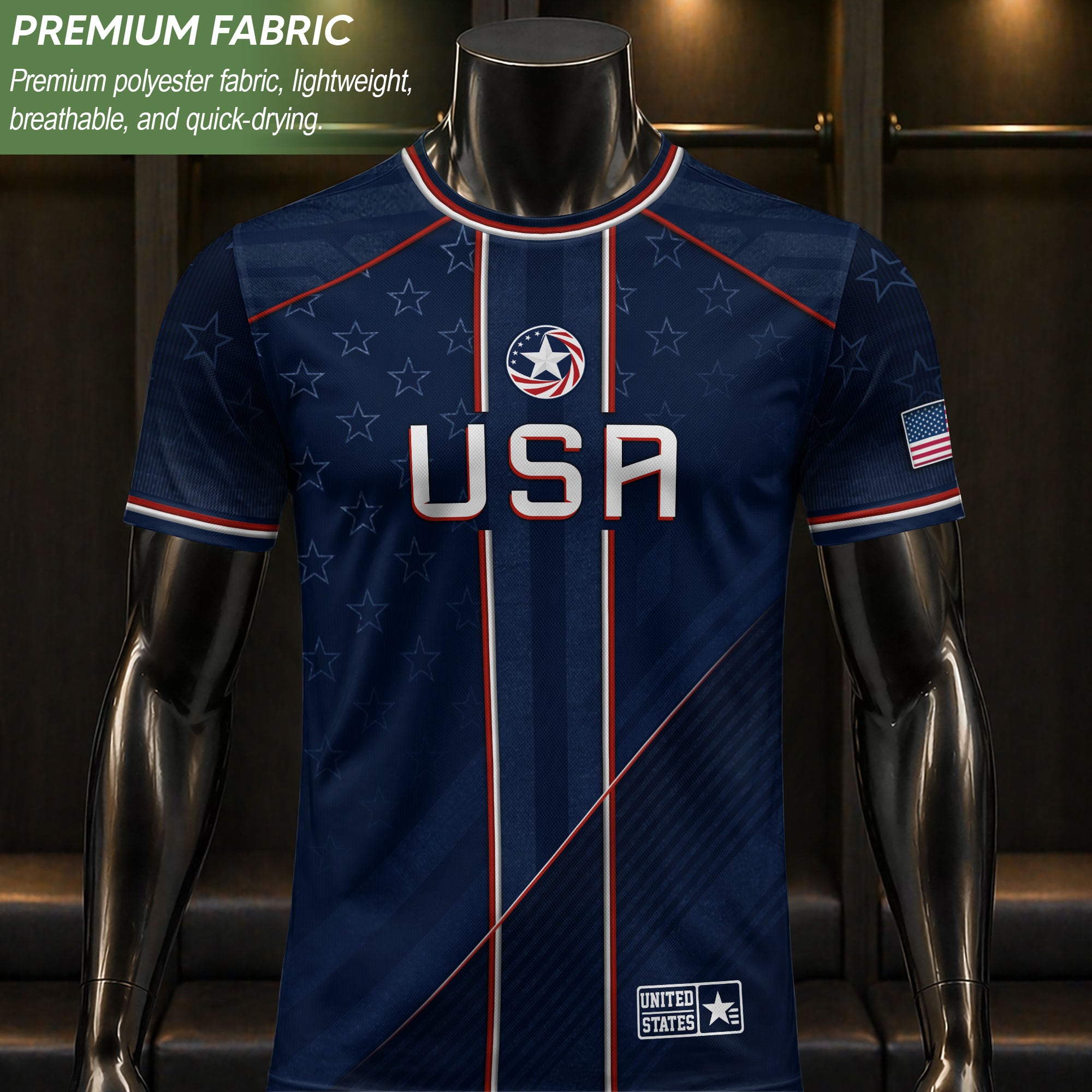 Navy USA Soccer Jersey American Flag Eagle Design Patriot Soccer Shirt for Men Women
