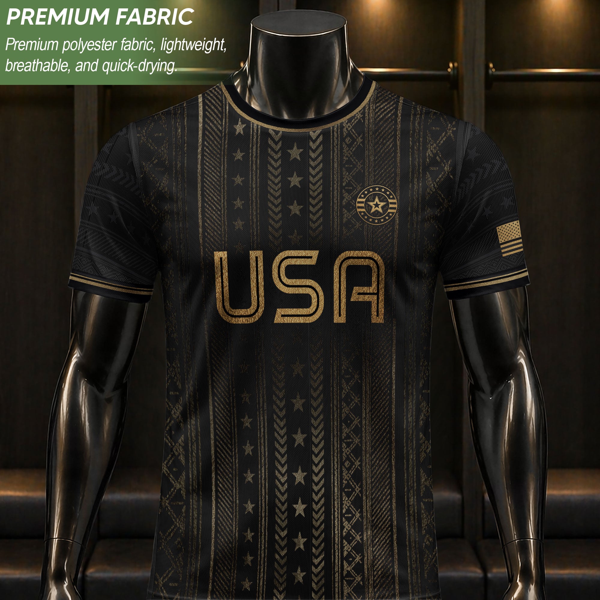 Black USA Soccer Shirt Golden Eagle Emblem United States National Team Fan Jersey Gift Tee