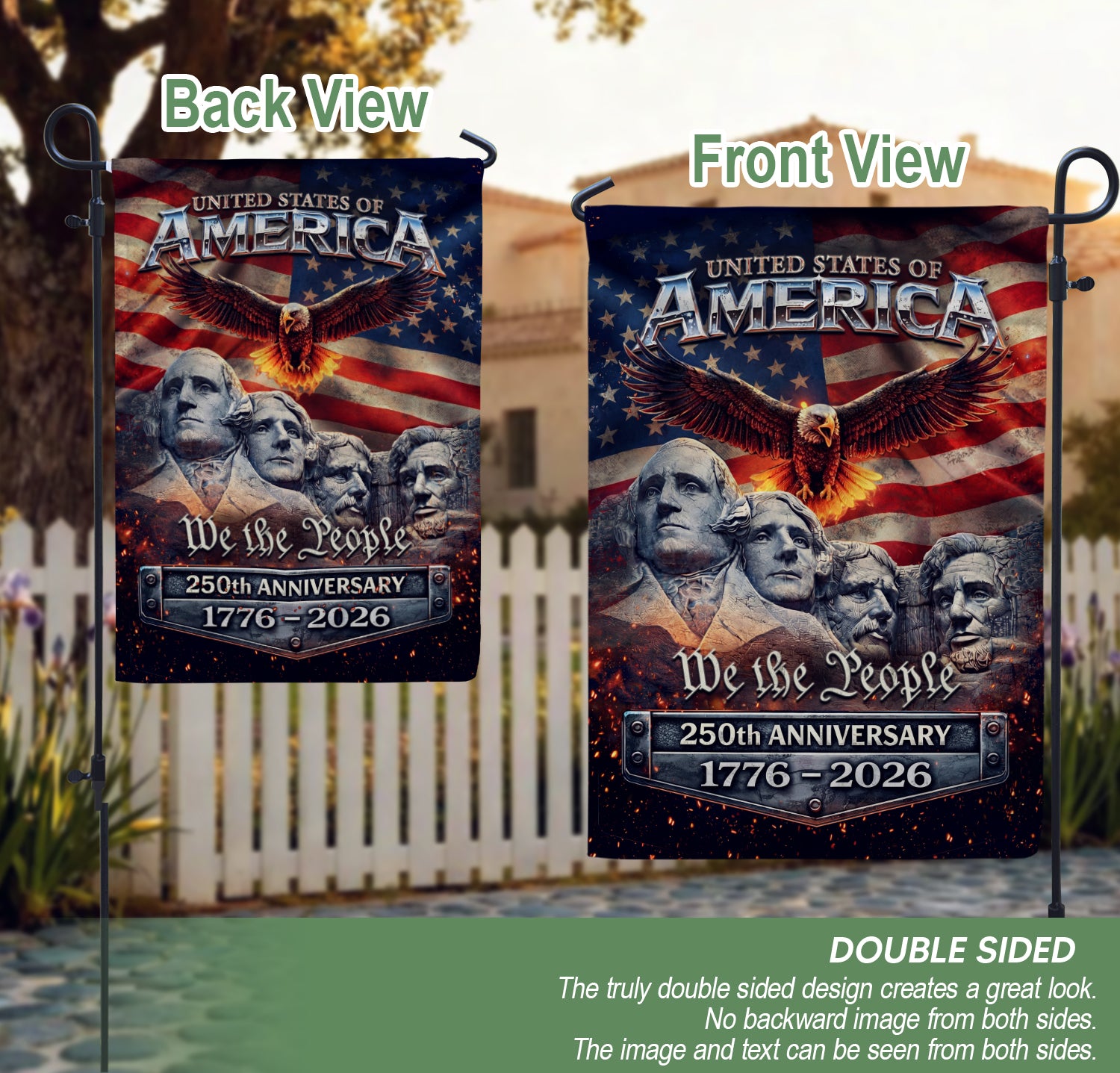 American Flag 250 Years Anniversary House Flag 1776-2026 – USA 250th Anniversary Patriotic Outdoor Yard Decor