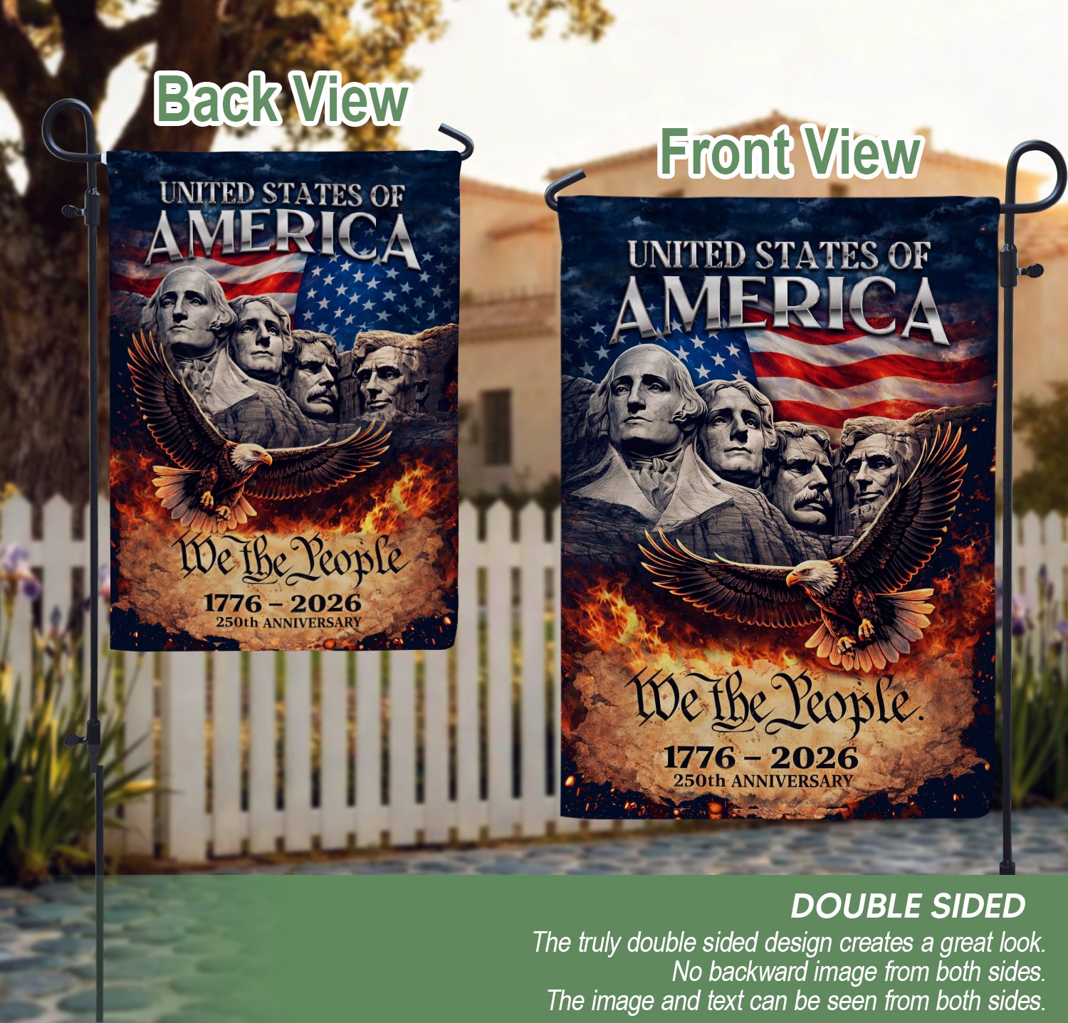 USA 250th Anniversary Flag 1776-2026 – 250 Year American Anniversary Patriotic Garden Flag Outdoor Yard Decoration
