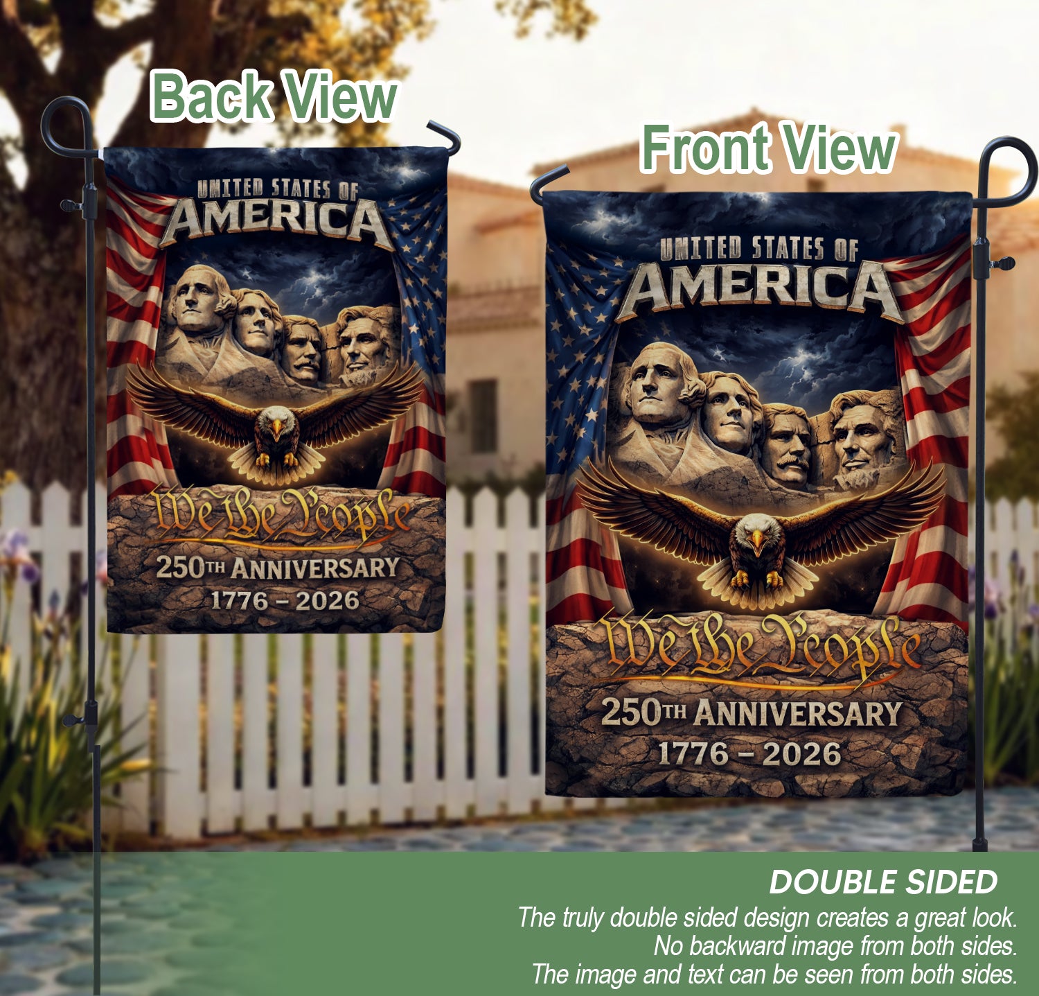 USA 250th Anniversary House Flag 1776-2026, American Flag 250 Year Anniversary, Patriotic Outdoor Yard Decoration