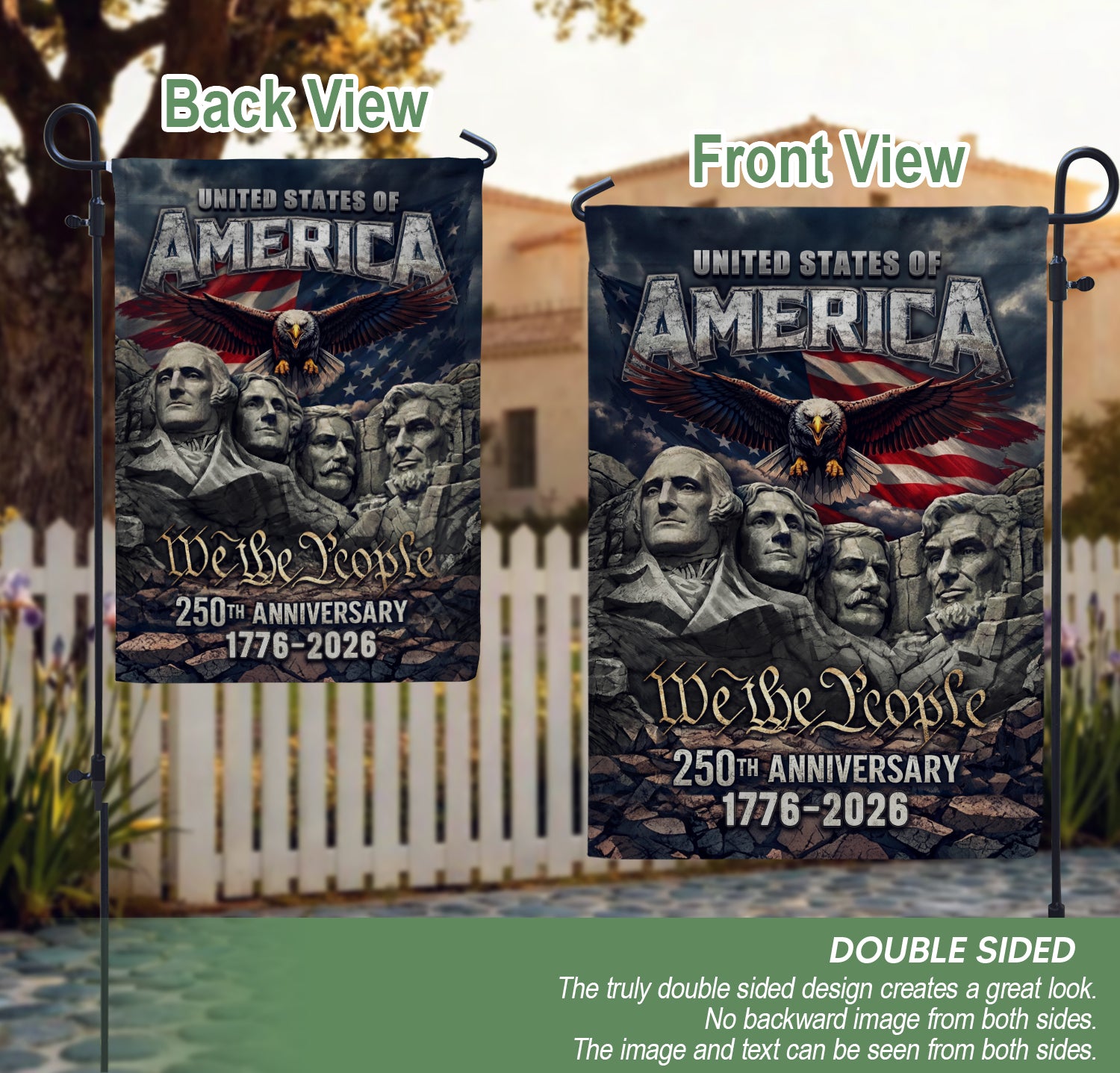 USA 250th Anniversary House Flag 1776–2026 – American Flag 250 Year Anniversary Patriotic Eagle We The People Outdoor Yard Decor Flag