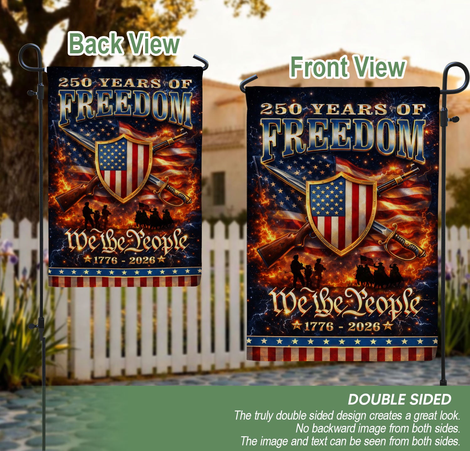250 Years of Freedom Garden Flag We The People Patriotic 1776 2026 Outdoor Banner