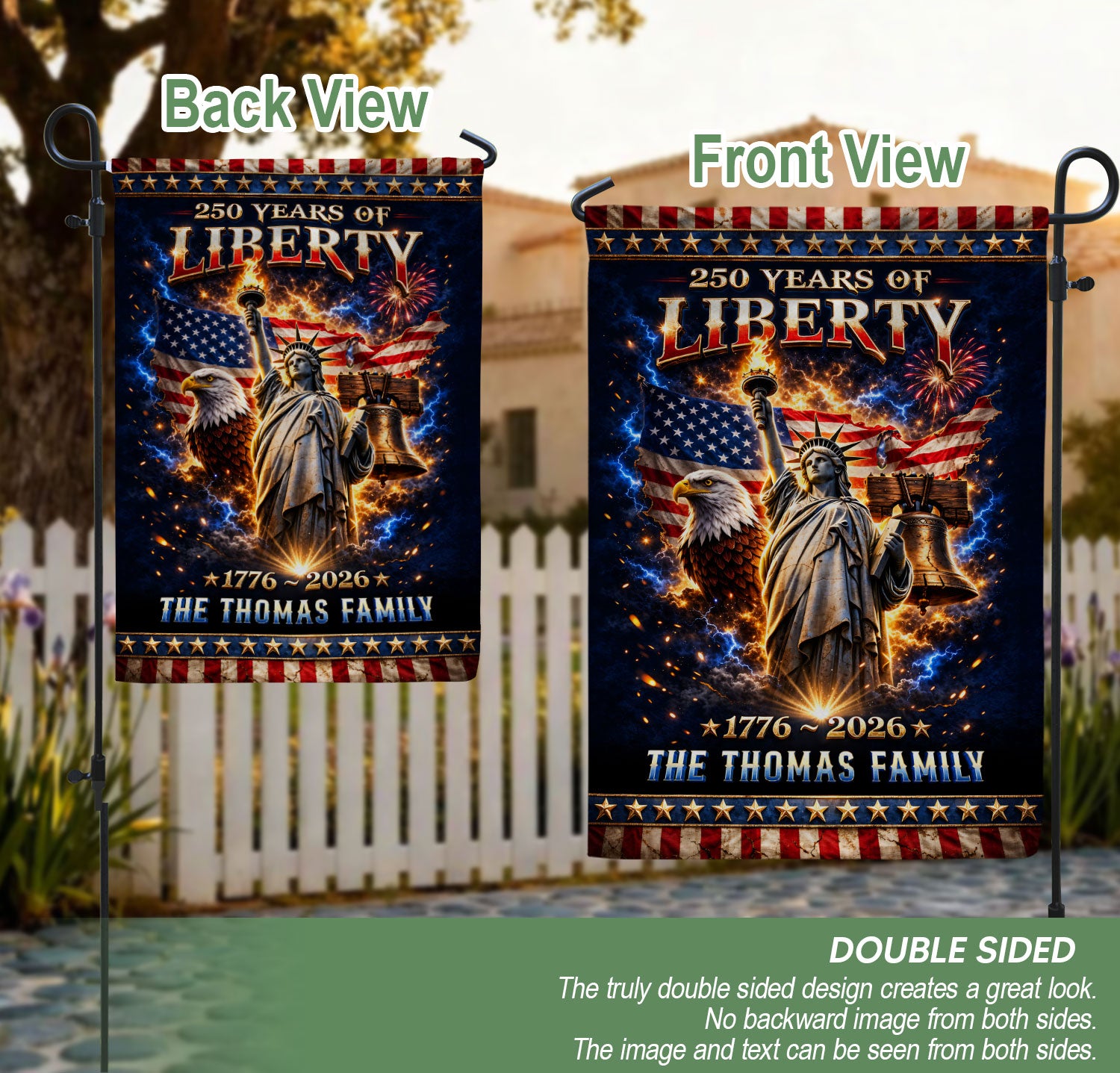 Personalized 250 Years USA Garden Flag – Patriotic Liberty & Eagle Design (1776–2026)