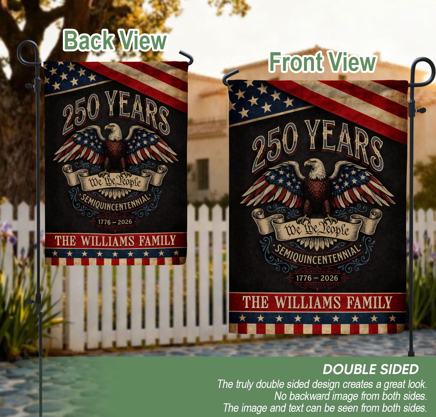 Personalized USA Heritage Garden Flag – 250-Year Tribute Featuring Eagle & “We The People” (1776–2026)